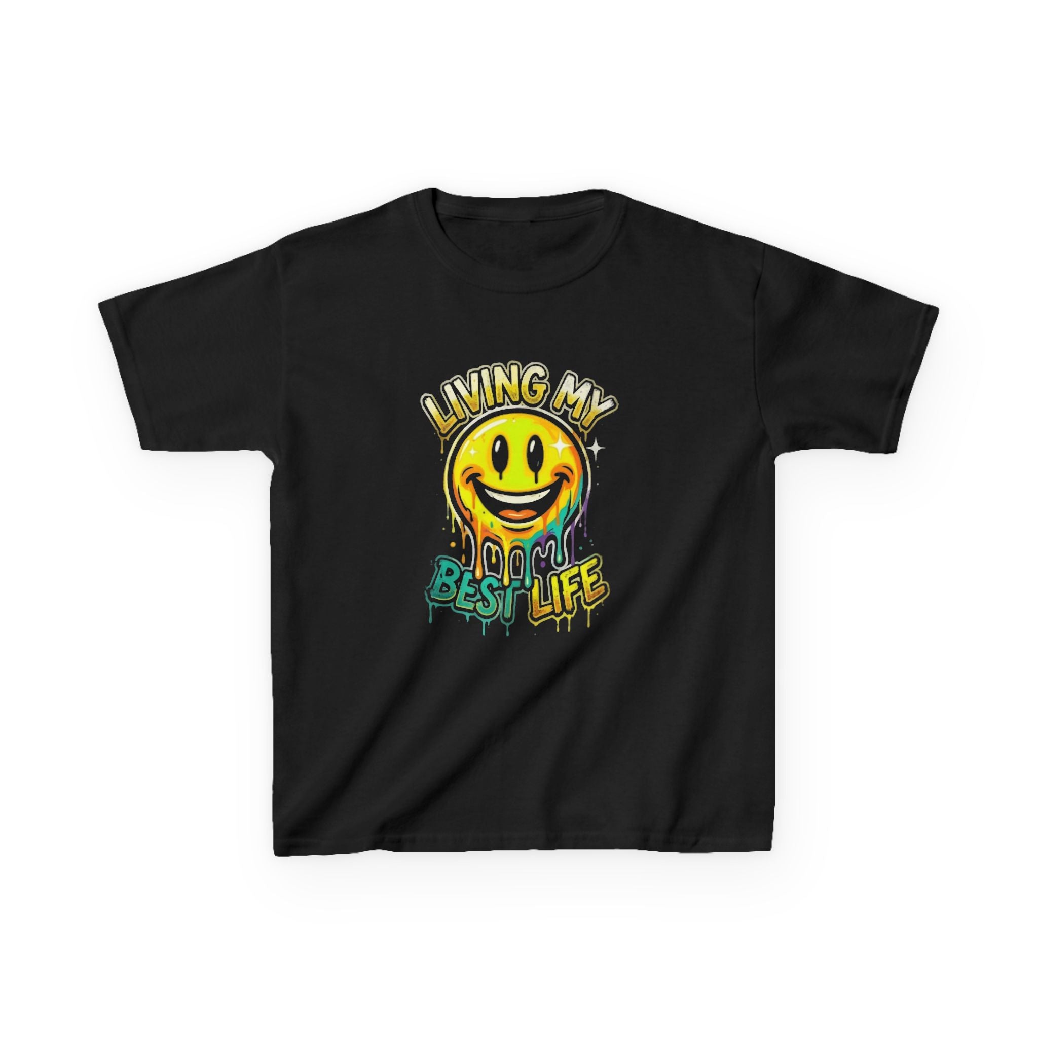 Kids T‑Shirt — "Living My Best Life" Smiley Graphic Tee