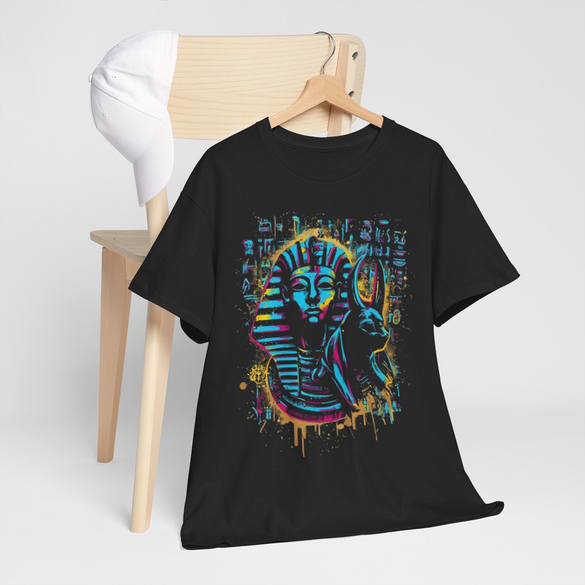 Pharaoh Street Art T-Shirt — Neon Egyptian King Graphic Tee