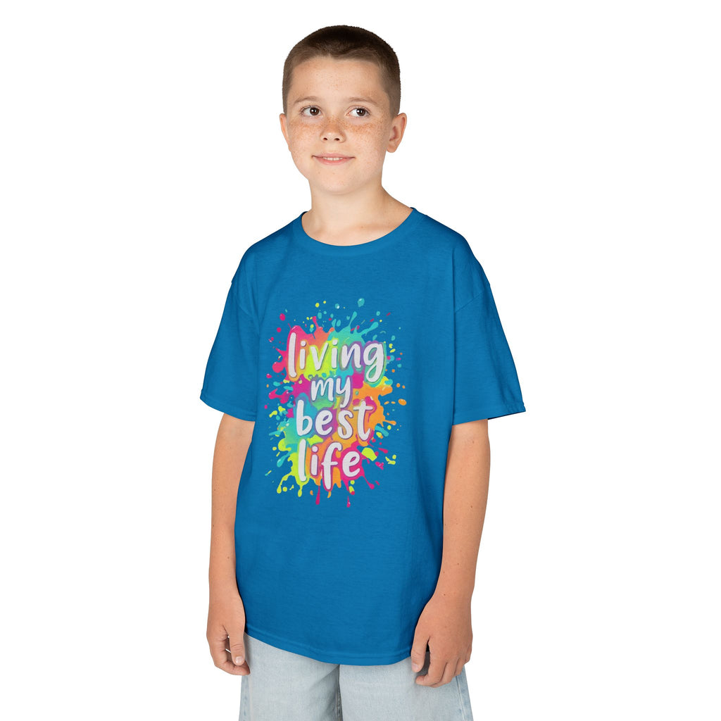 Kids T‑Shirt — "Living My Best Life" Colorful Paint Splash Tee