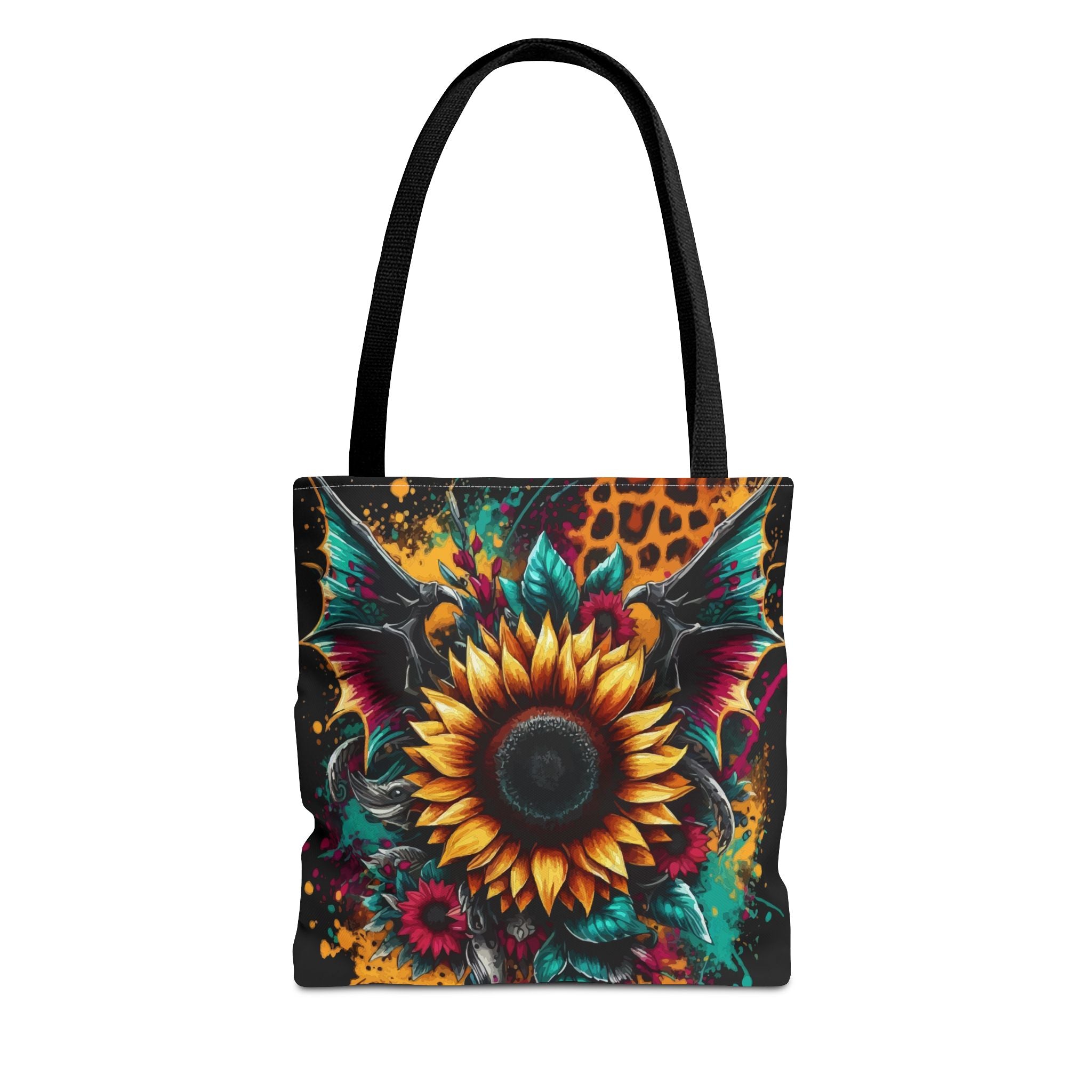 Sunflower & Leopard Print Tote Bag — Bold Floral AOP Carryall