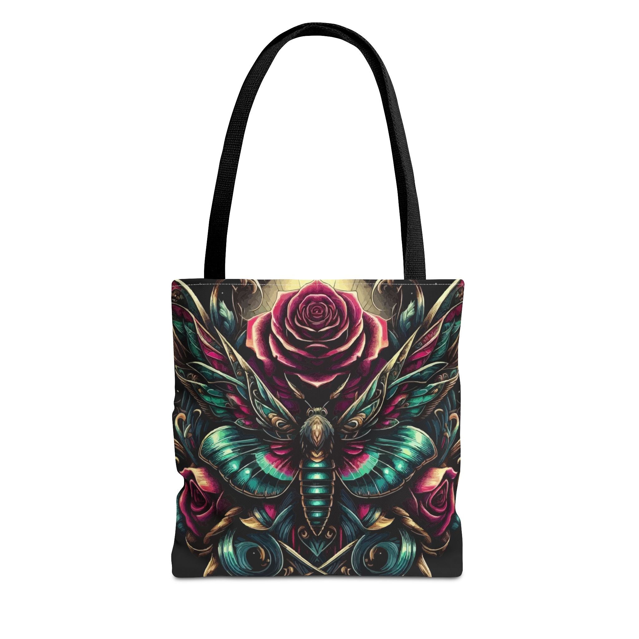 Moth & Rose All-Over-Print Tote Bag — Gothic Floral Boho Market Tote
