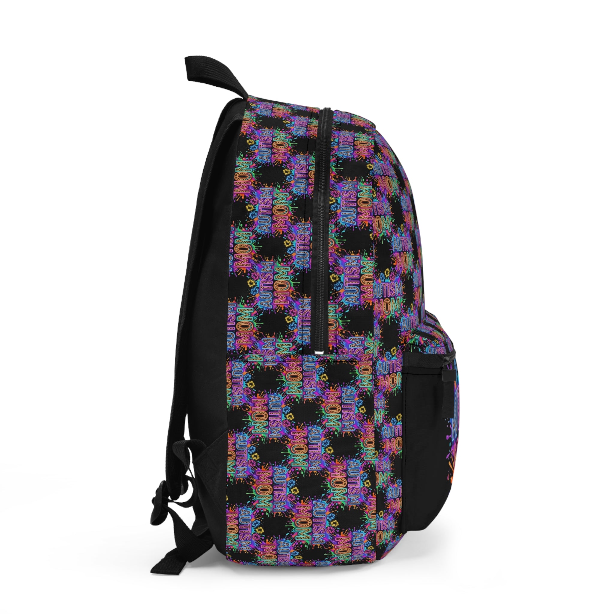 Autism Mom Backpack - Colorful Puzzle Heart Supportive Tote for Moms