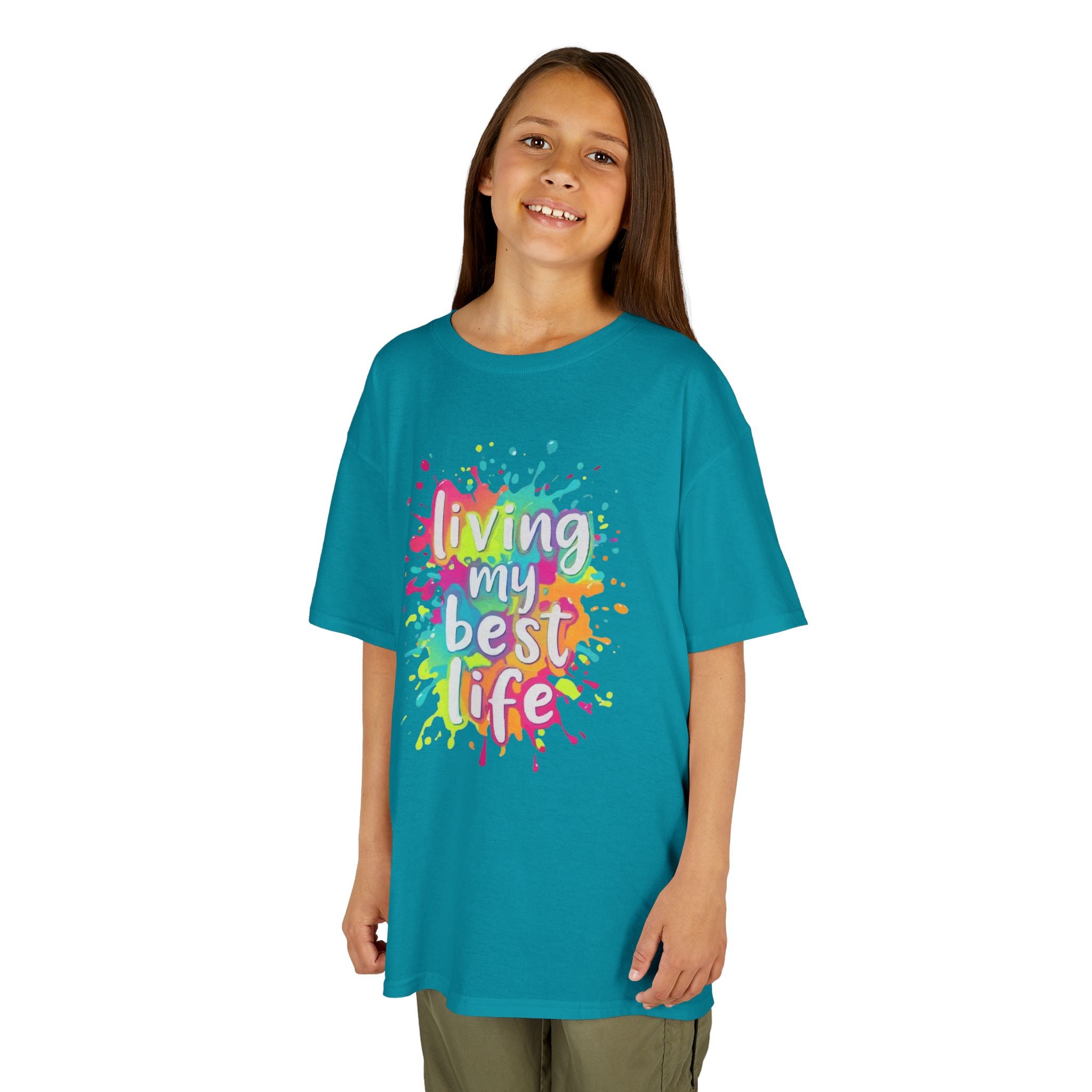 Kids T‑Shirt — "Living My Best Life" Colorful Paint Splash Tee
