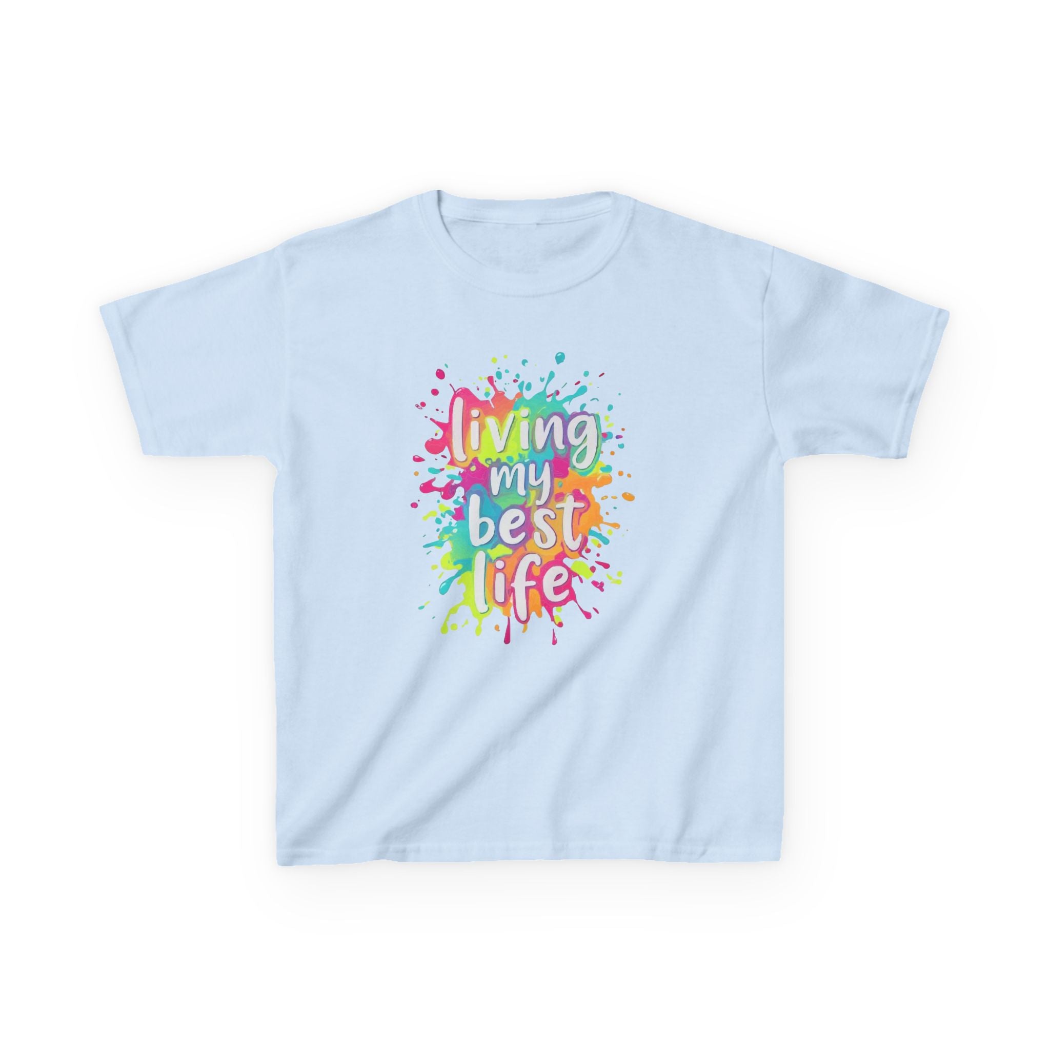 Kids T‑Shirt — "Living My Best Life" Colorful Paint Splash Tee