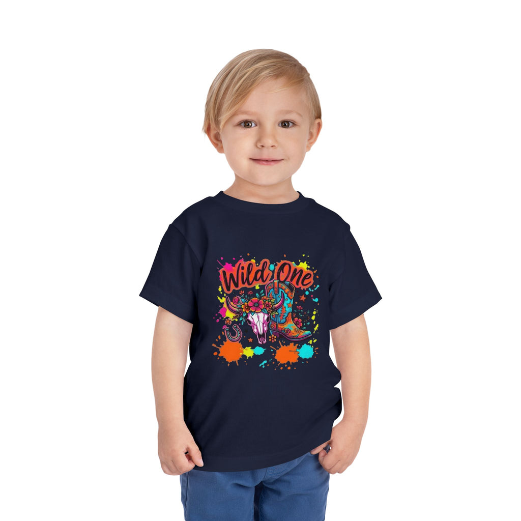 Wild One Toddler Tee — Colorful Cowboy Boots 1st Birthday Shirt