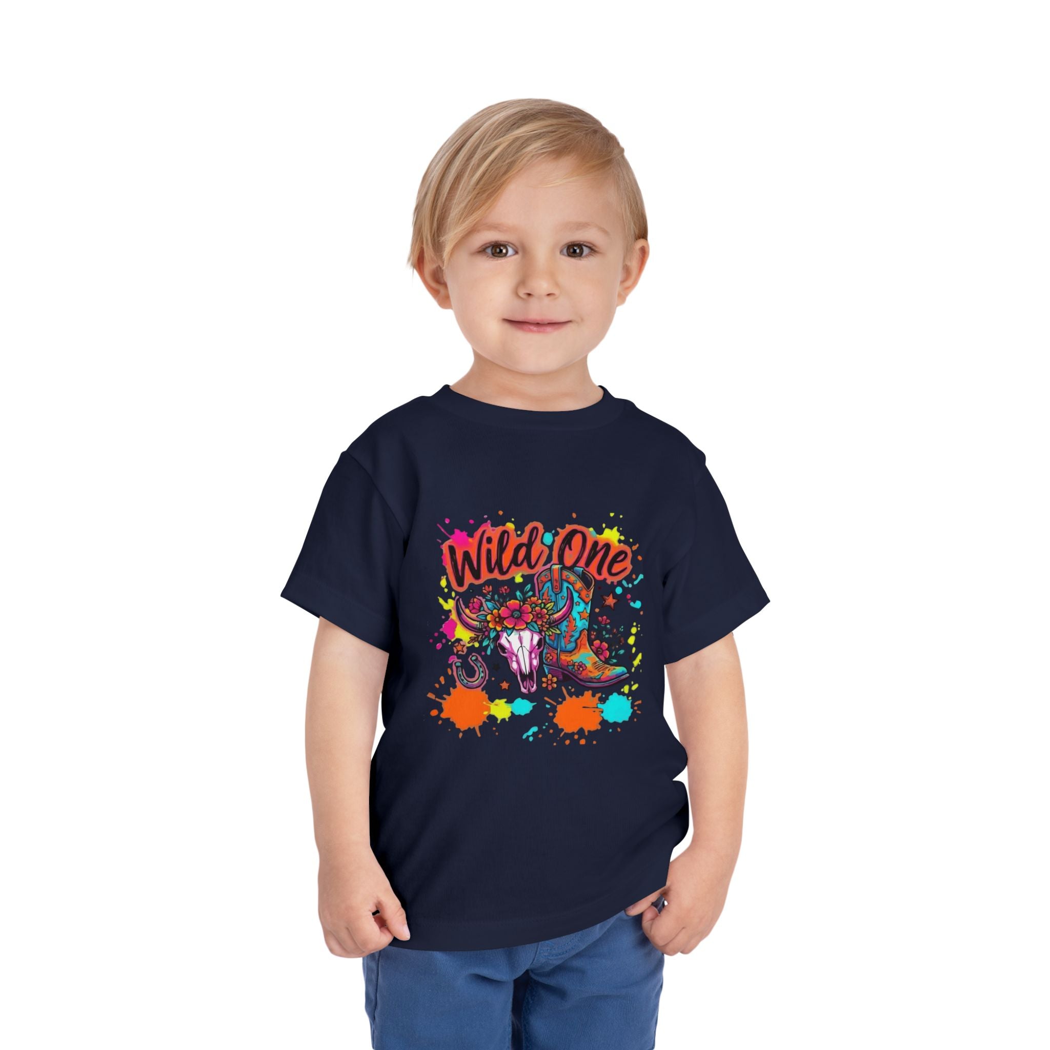 Wild One Toddler Tee — Colorful Cowboy Boots 1st Birthday Shirt