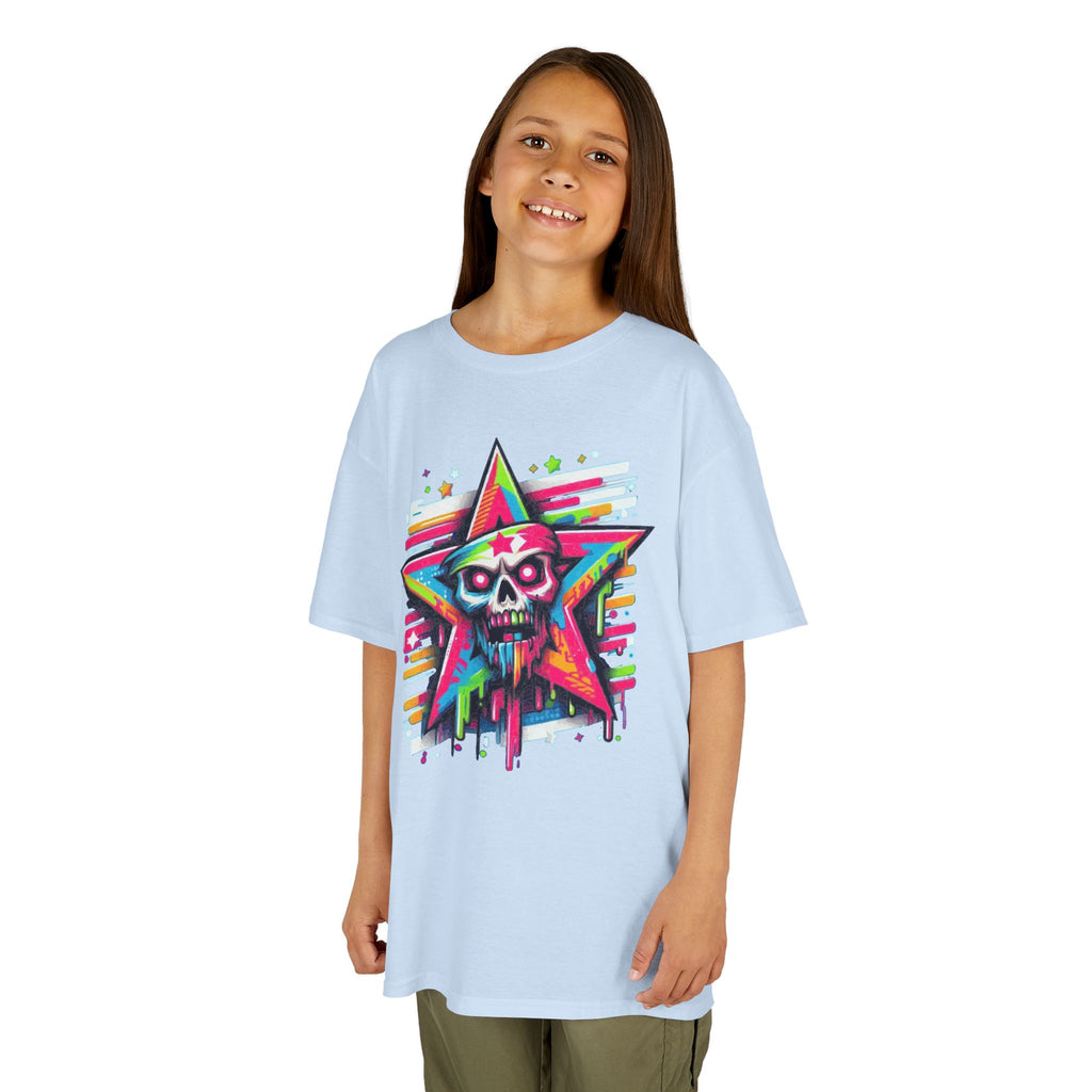 Kids T-Shirt — Neon Drip Zombie Star Graphic Tee
