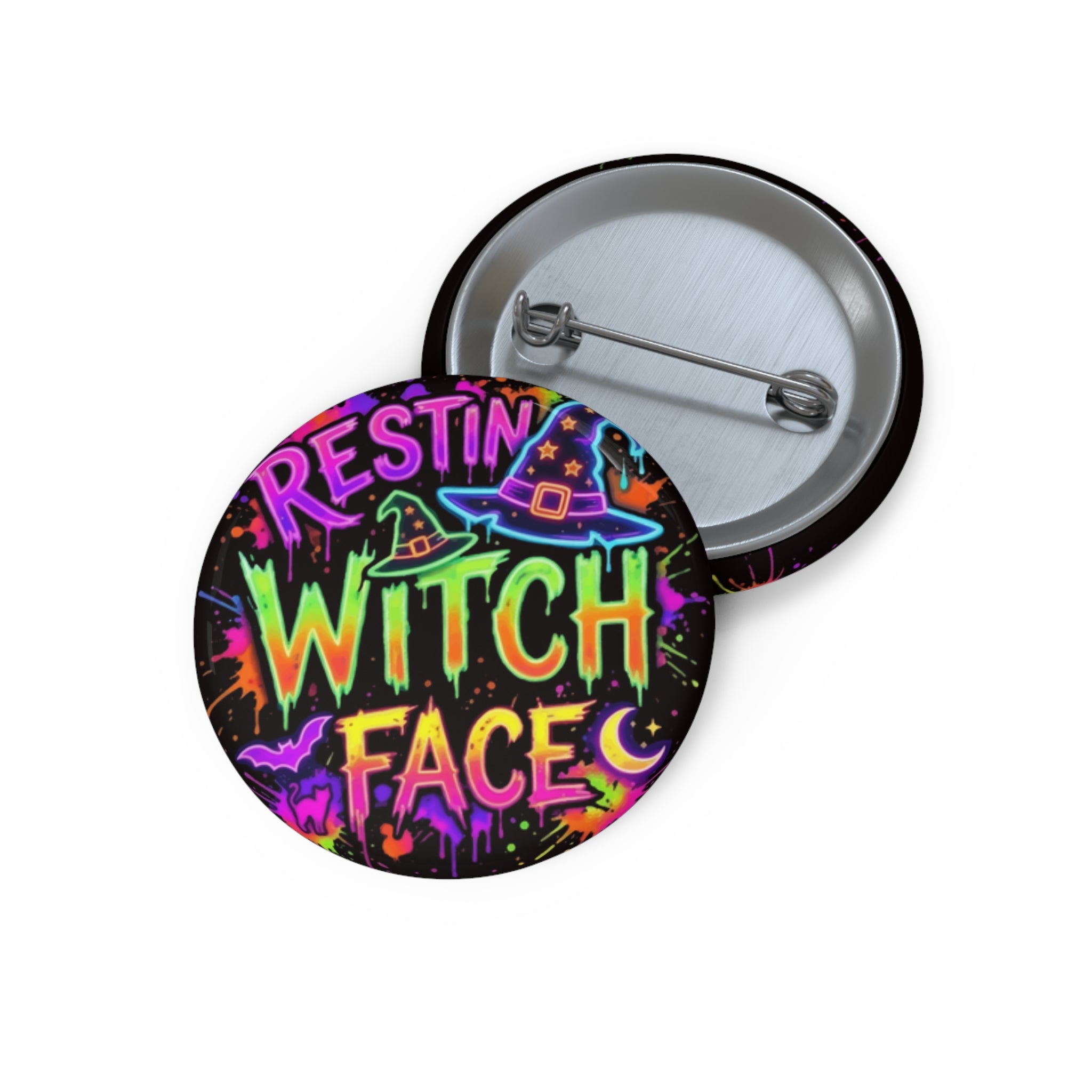 Pin Button — "Resting Witch Face" Colorful Halloween Enamel Pin Badge