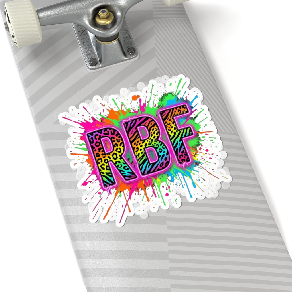 RBF Neon Leopard Splash Kiss-Cut Sticker — Colorful Laptop Decal