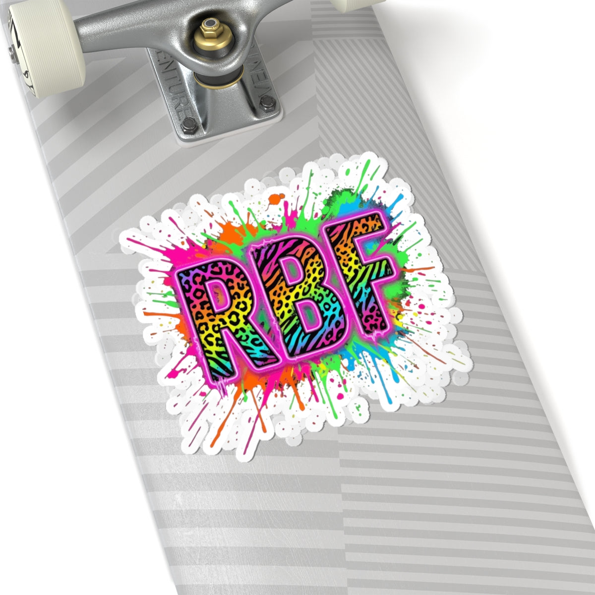 RBF Neon Leopard Splash Kiss-Cut Sticker — Colorful Laptop Decal