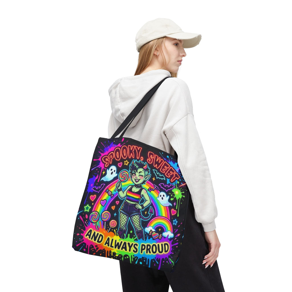 Spooky, Sweet and Always Proud Rainbow Goth Tote Bag