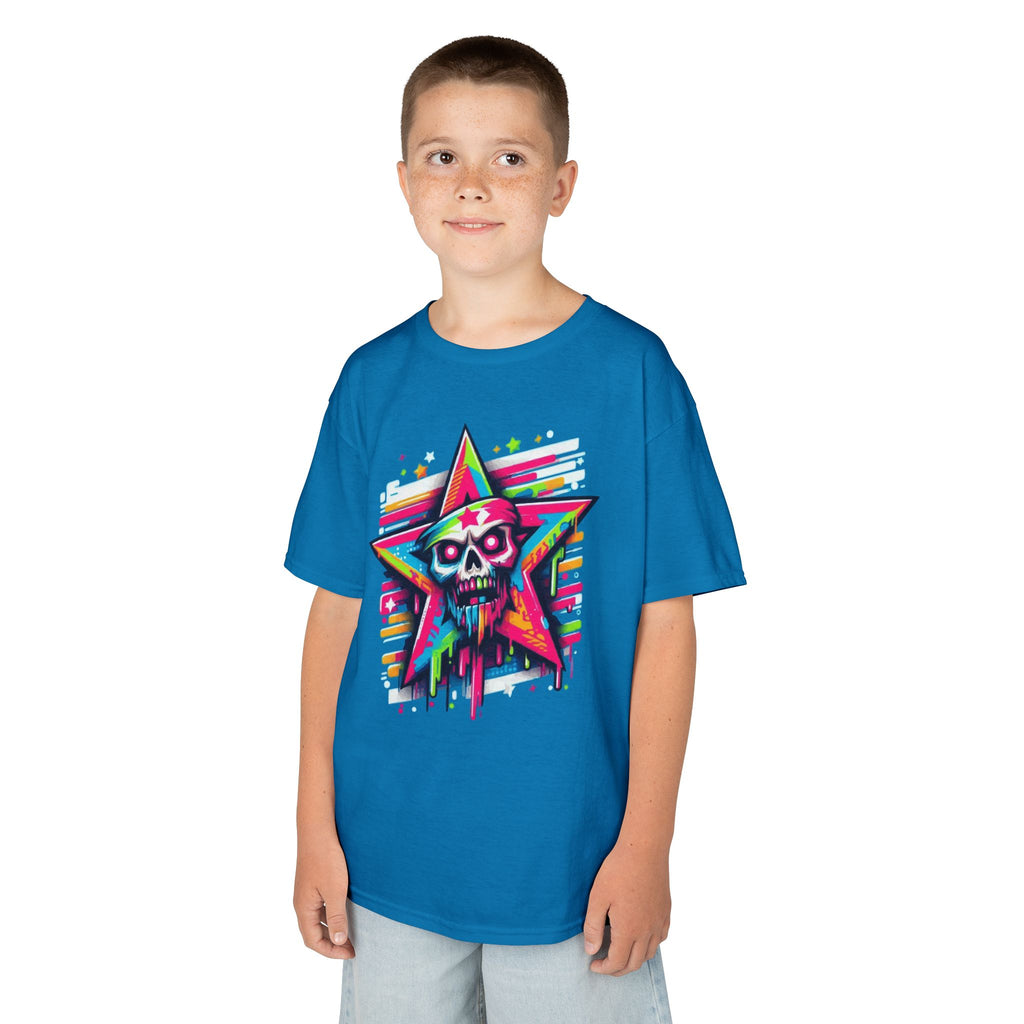 Kids T-Shirt — Neon Drip Zombie Star Graphic Tee
