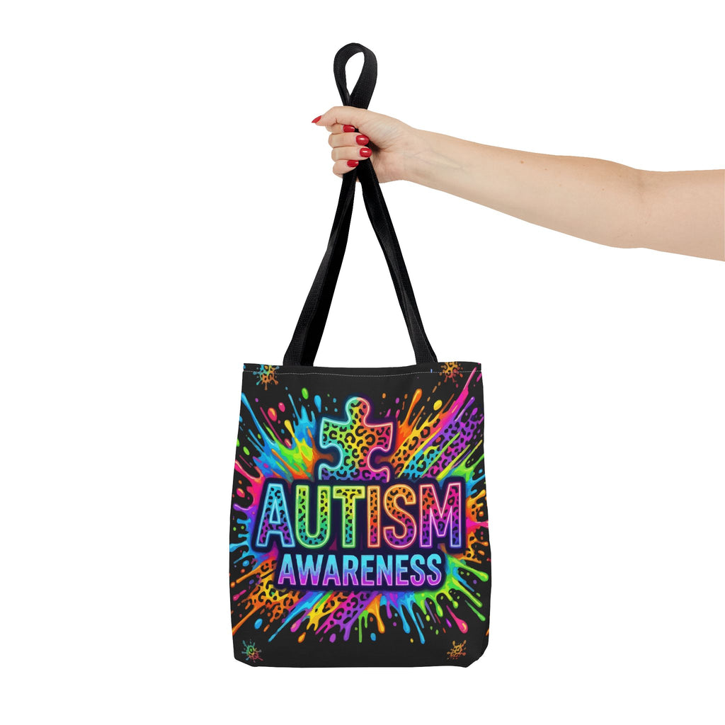 Autism Awareness Tote Bag — Colorful Puzzle Splash Eco Shopper