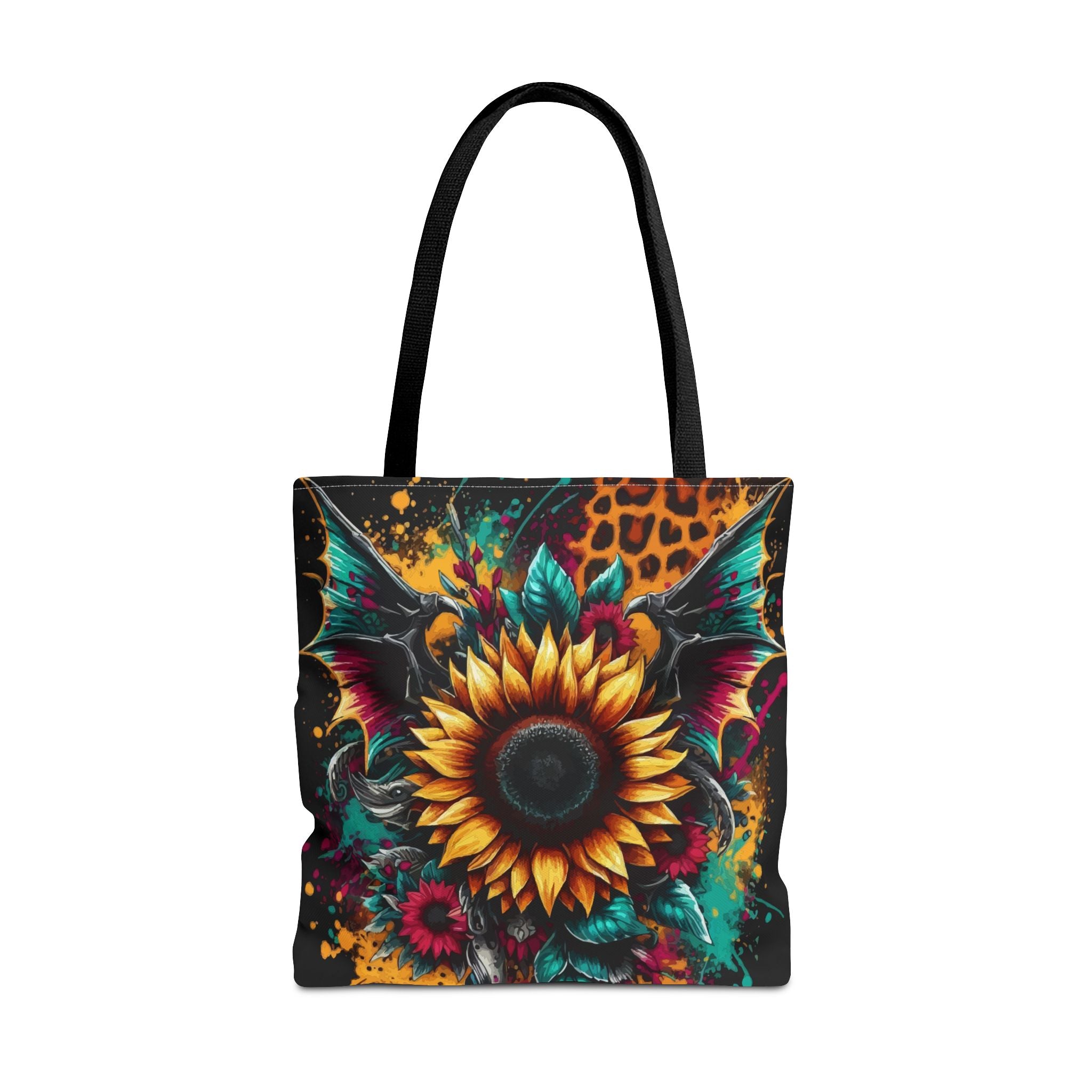 Sunflower & Leopard Print Tote Bag — Bold Floral AOP Carryall
