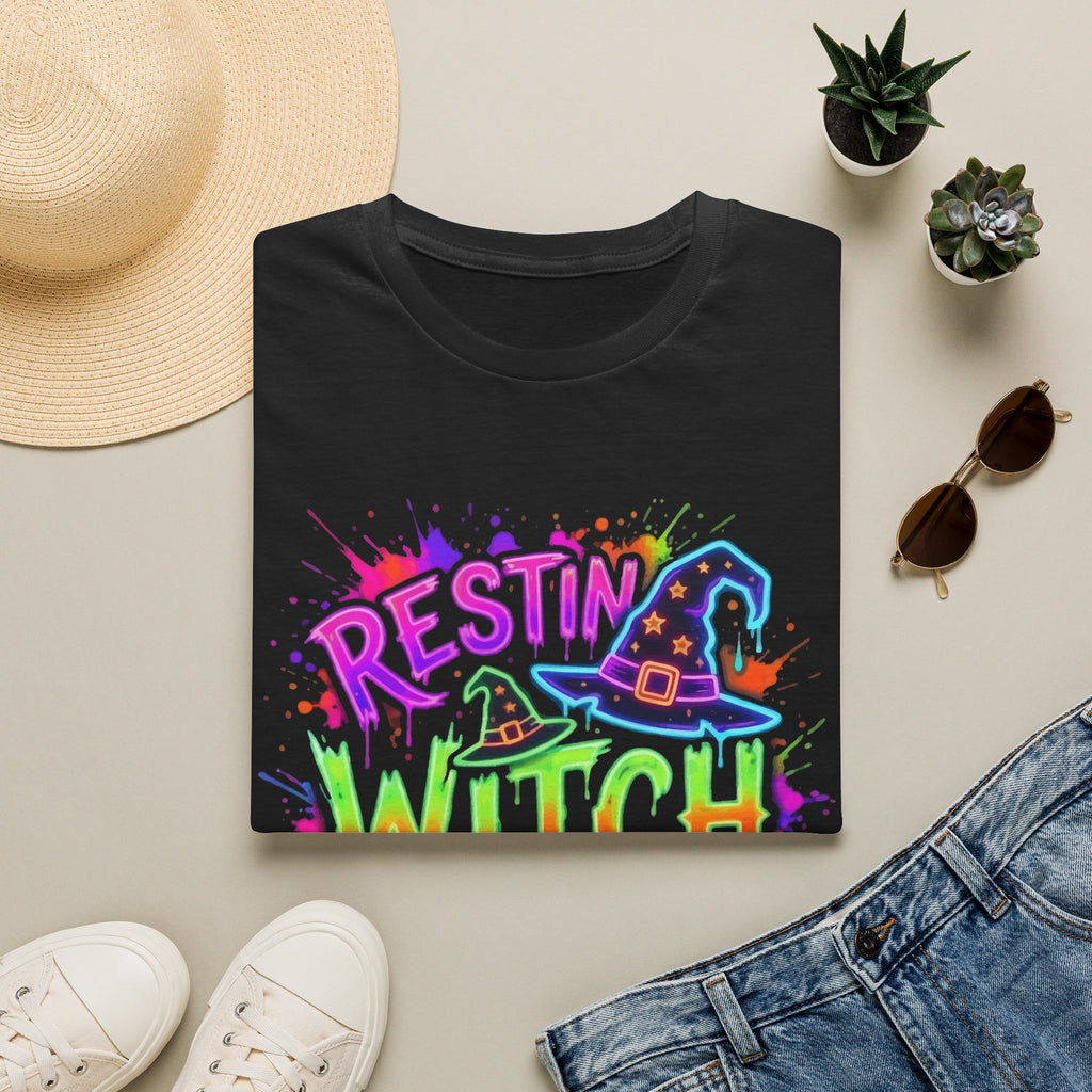Restin' Witch Face T-Shirt — Colorful Halloween Witch Graphic Tee