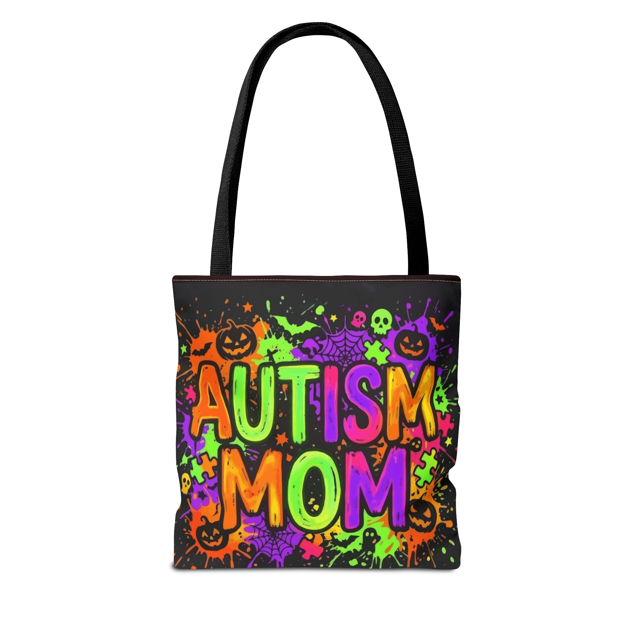 Autism Mom Tote Bag — Colorful Neon Halloween Awareness Shopper