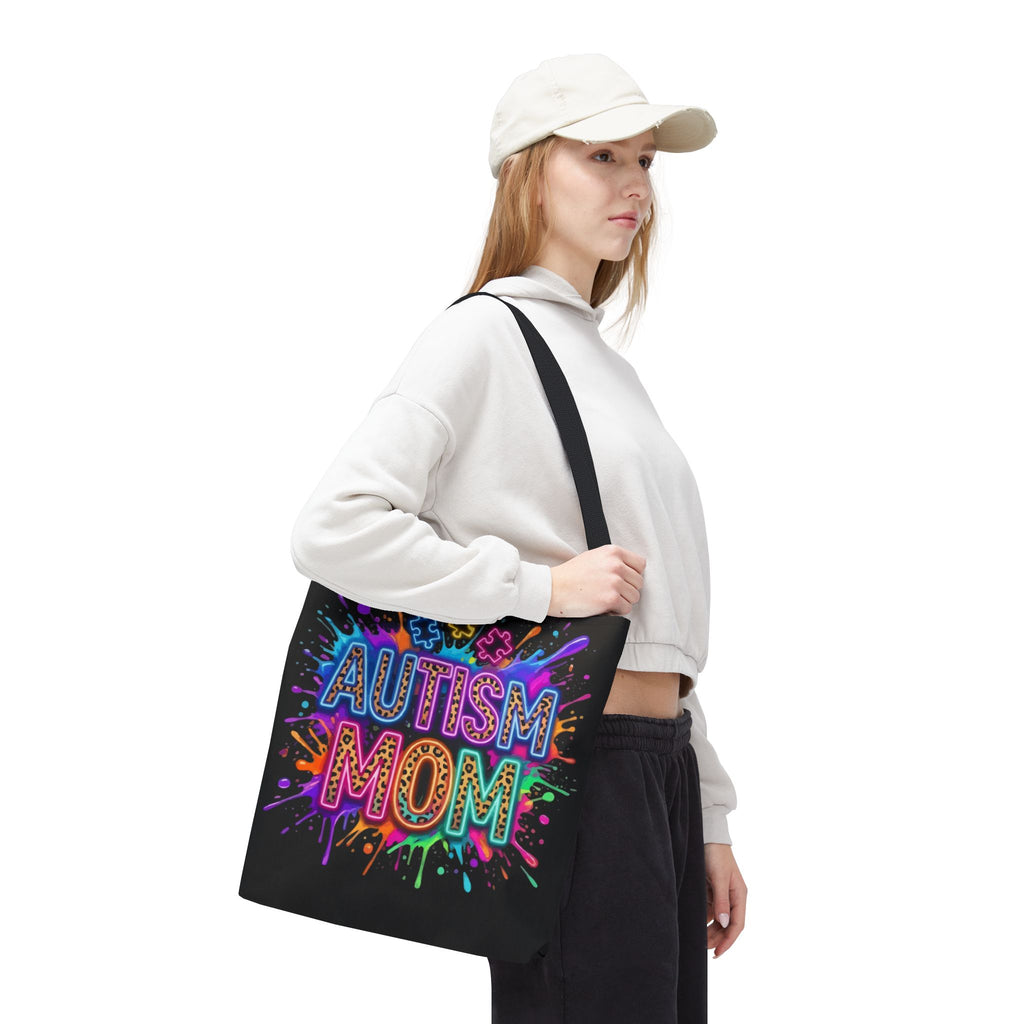 Autism Mom Tote Bag — Colorful Puzzle Piece Awareness Shopper