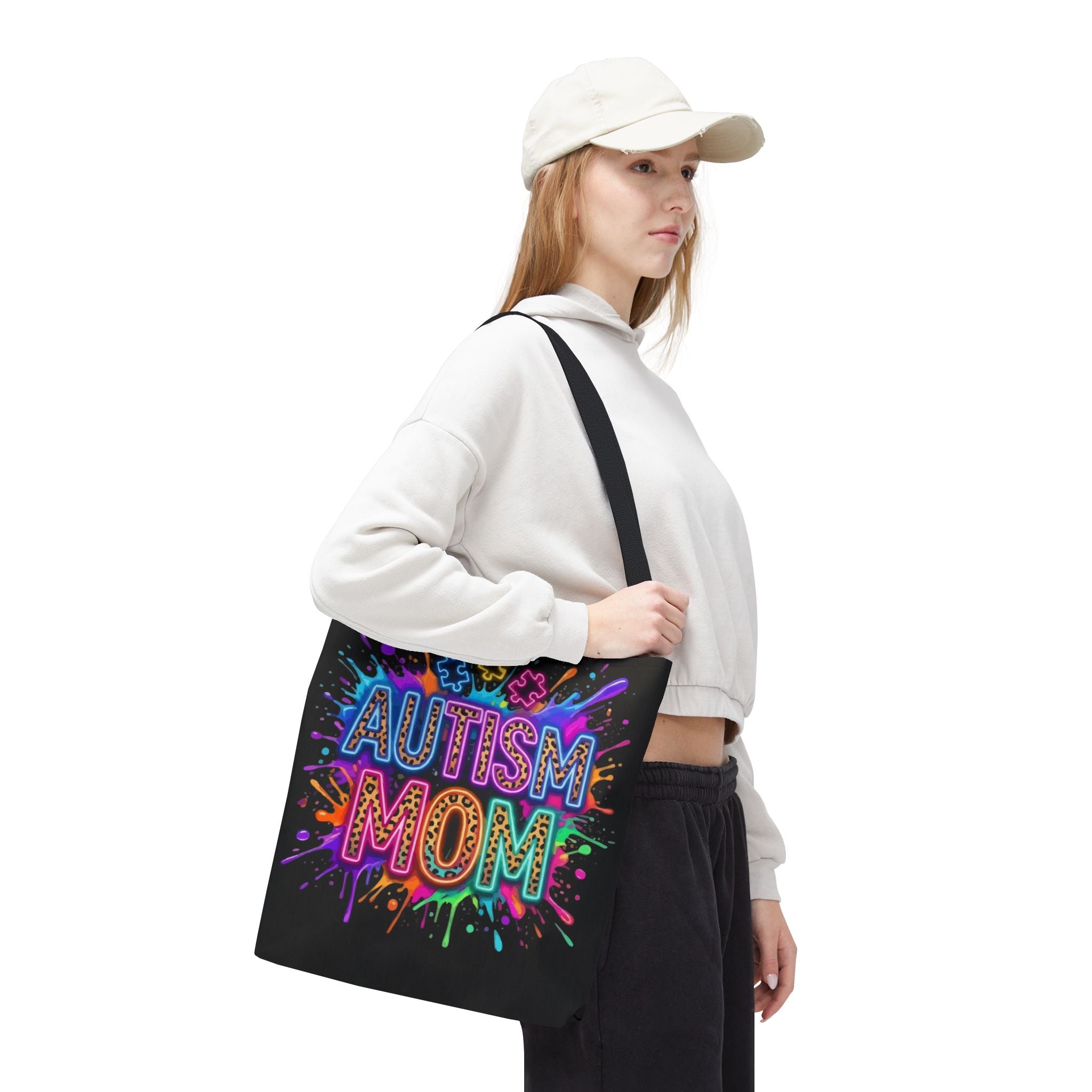 Autism Mom Tote Bag — Colorful Puzzle Piece Awareness Shopper
