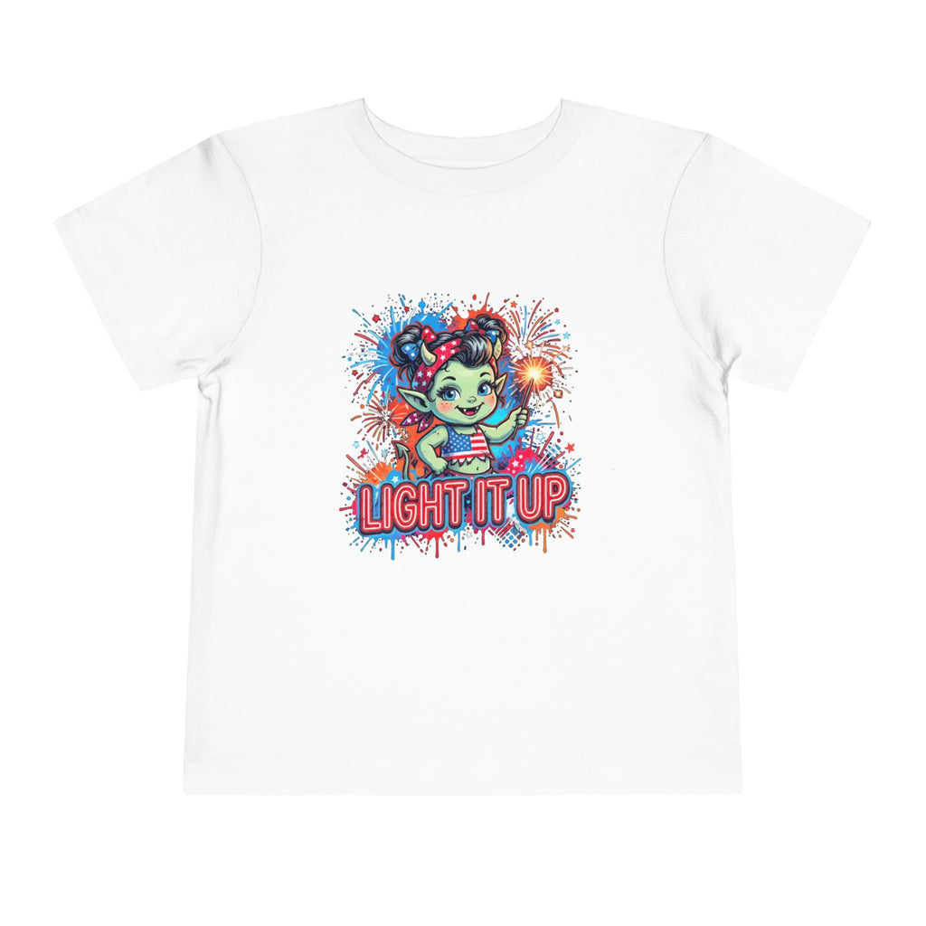 Toddler Tee — Cute Firework Monster "Light It Up" Graphic Shirt
