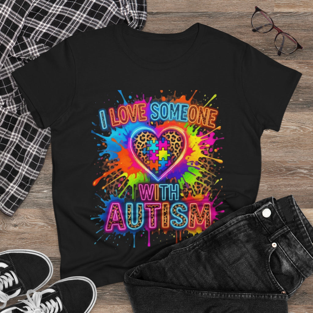 I Love Someone With Autism Tee - Colorful Puzzle Heart Autism Awareness T-Shirt