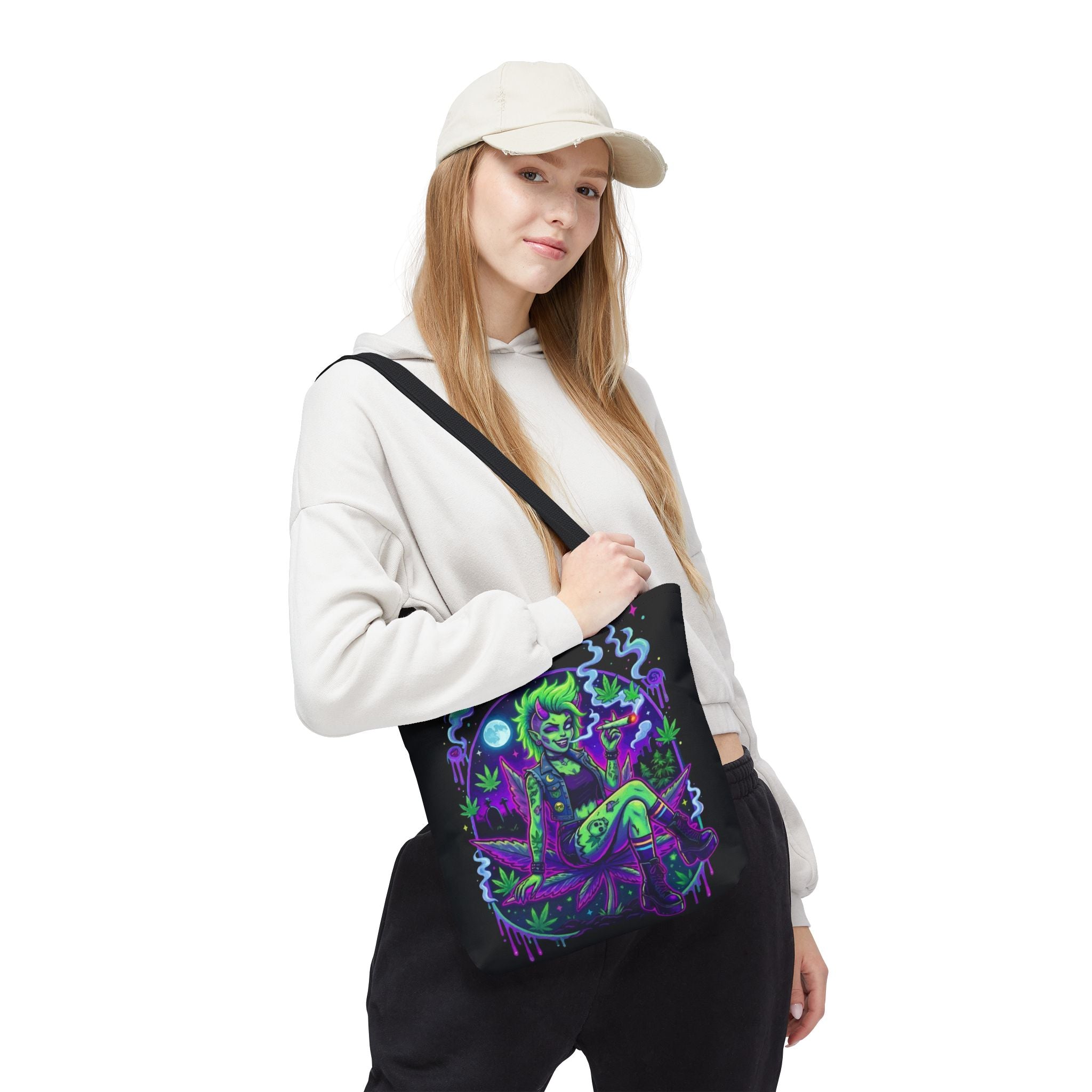 Neon Cannabis Tote Bag – Gothic Stoner Goth AOP Carryall