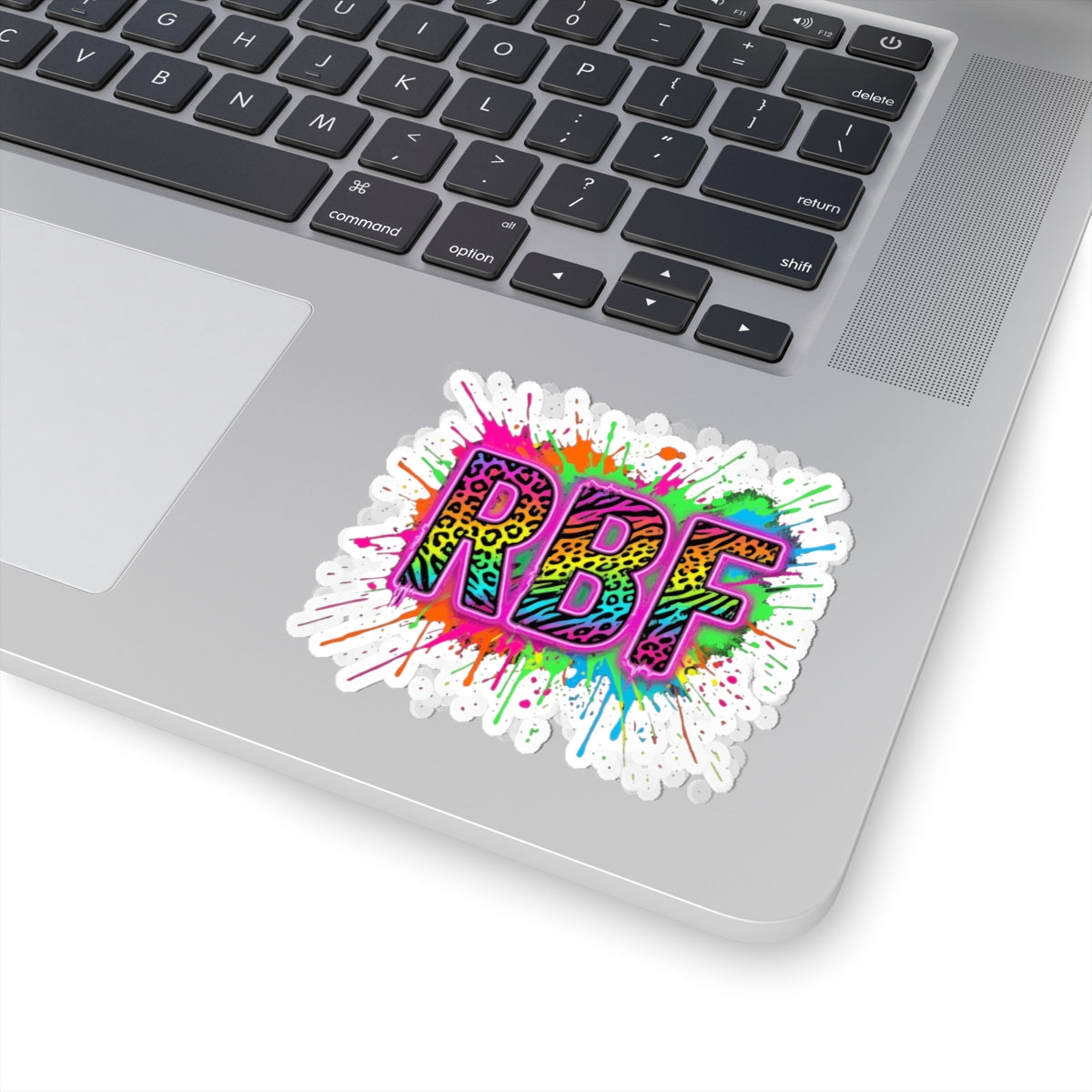RBF Neon Leopard Splash Kiss-Cut Sticker — Colorful Laptop Decal