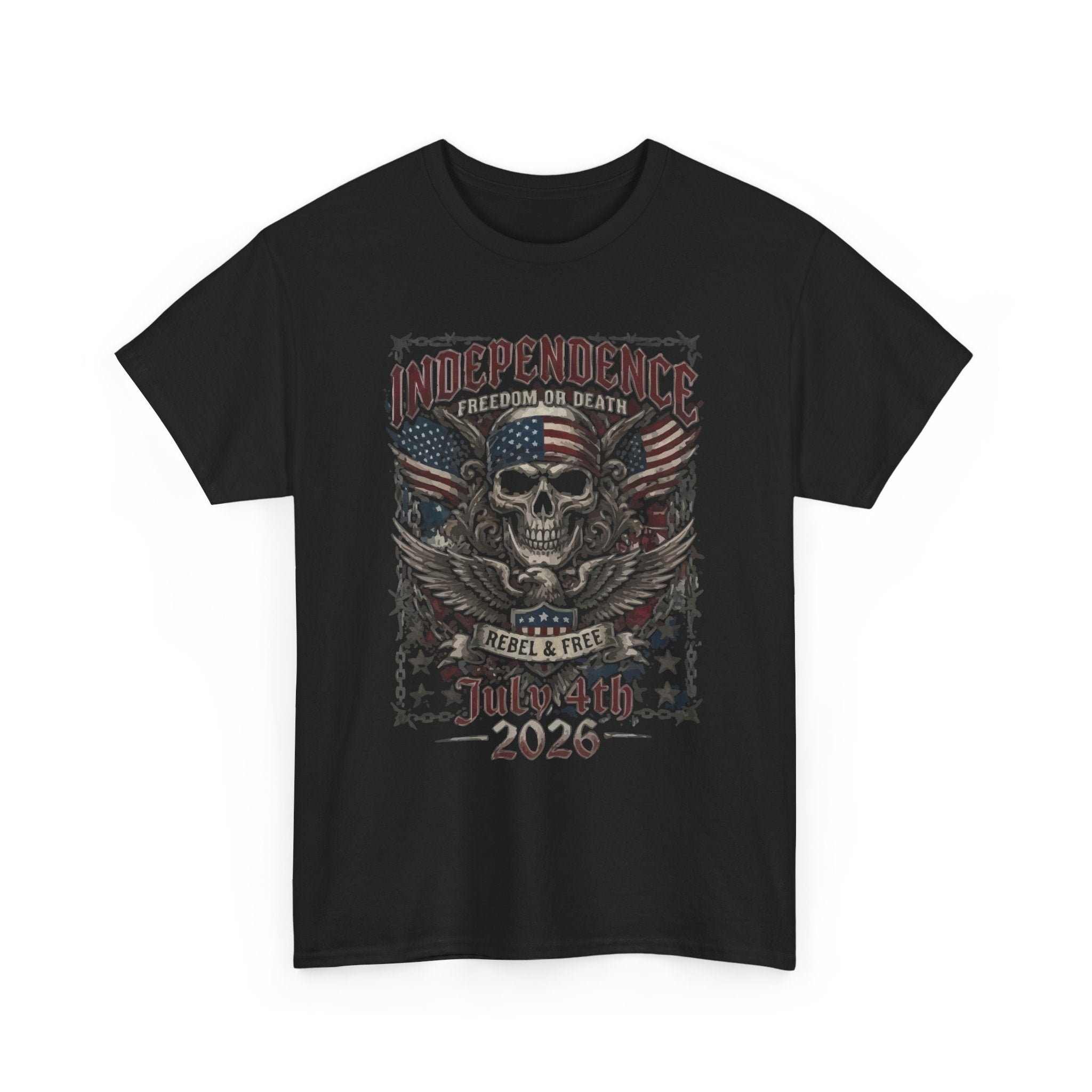Independence Skull Tee — July 4th 2026 Patriotic Eagle Graphic T-Shirt
