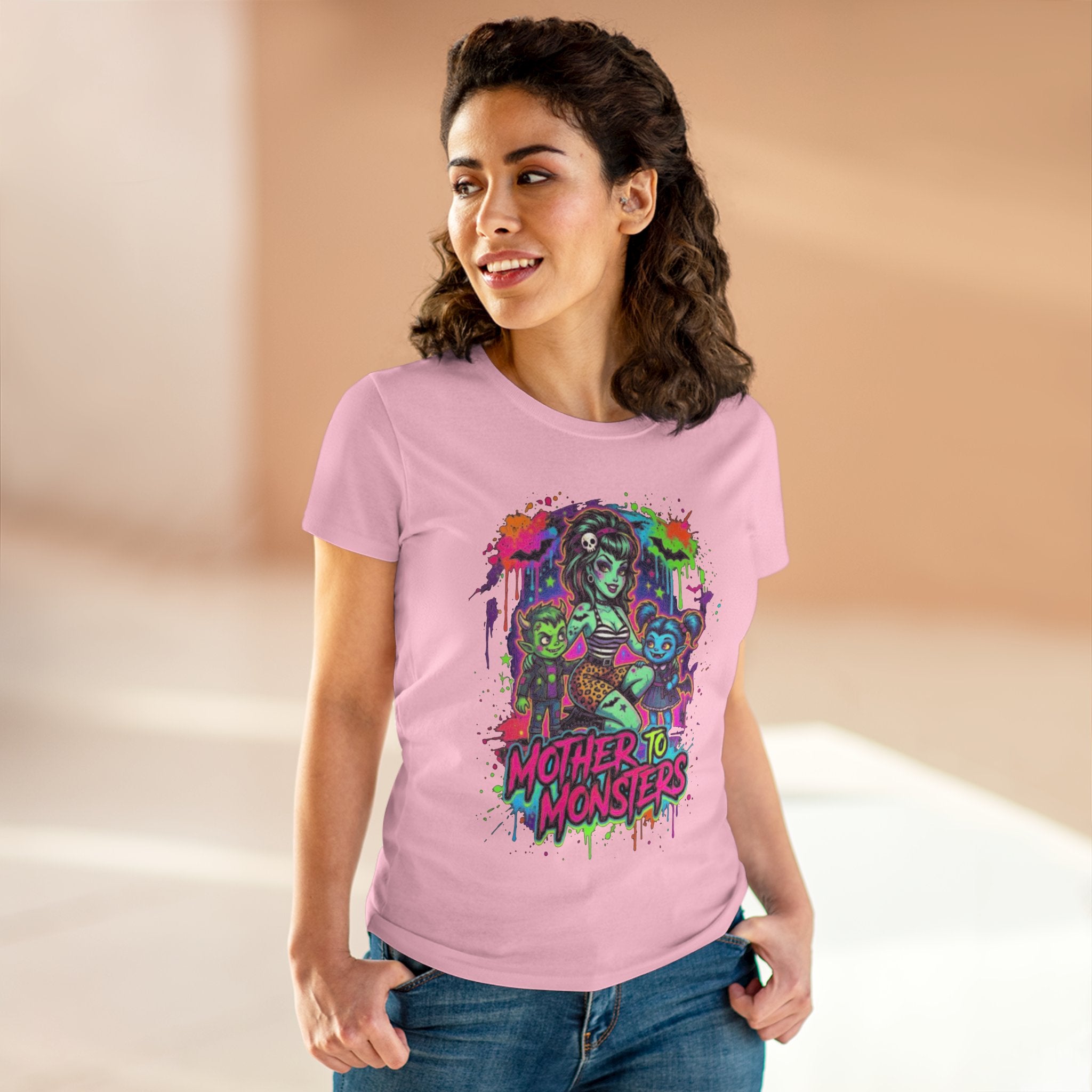 Mother to Monsters Tee — Neon Retro Mom & Kids Halloween Shirt