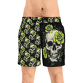 Skull & Lime Rose Swim Shorts — Men's Mid-Length Beach Trunks