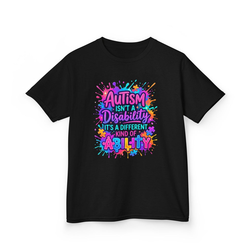 Kids Tee — "Autism Isn't a Disability, It's a Different Kind of Ability" Colorful Awareness Shirt