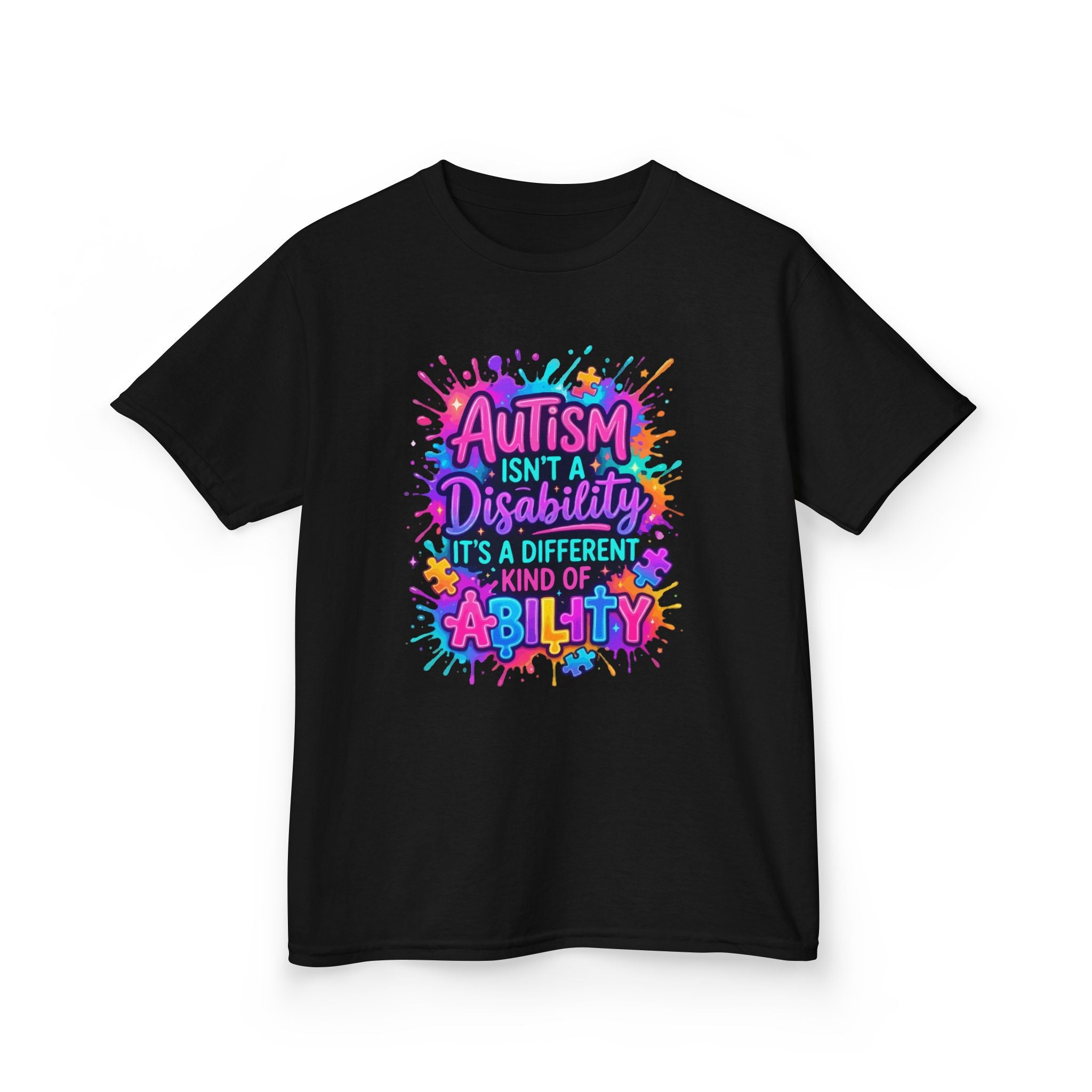 Kids Tee — "Autism Isn't a Disability, It's a Different Kind of Ability" Colorful Awareness Shirt