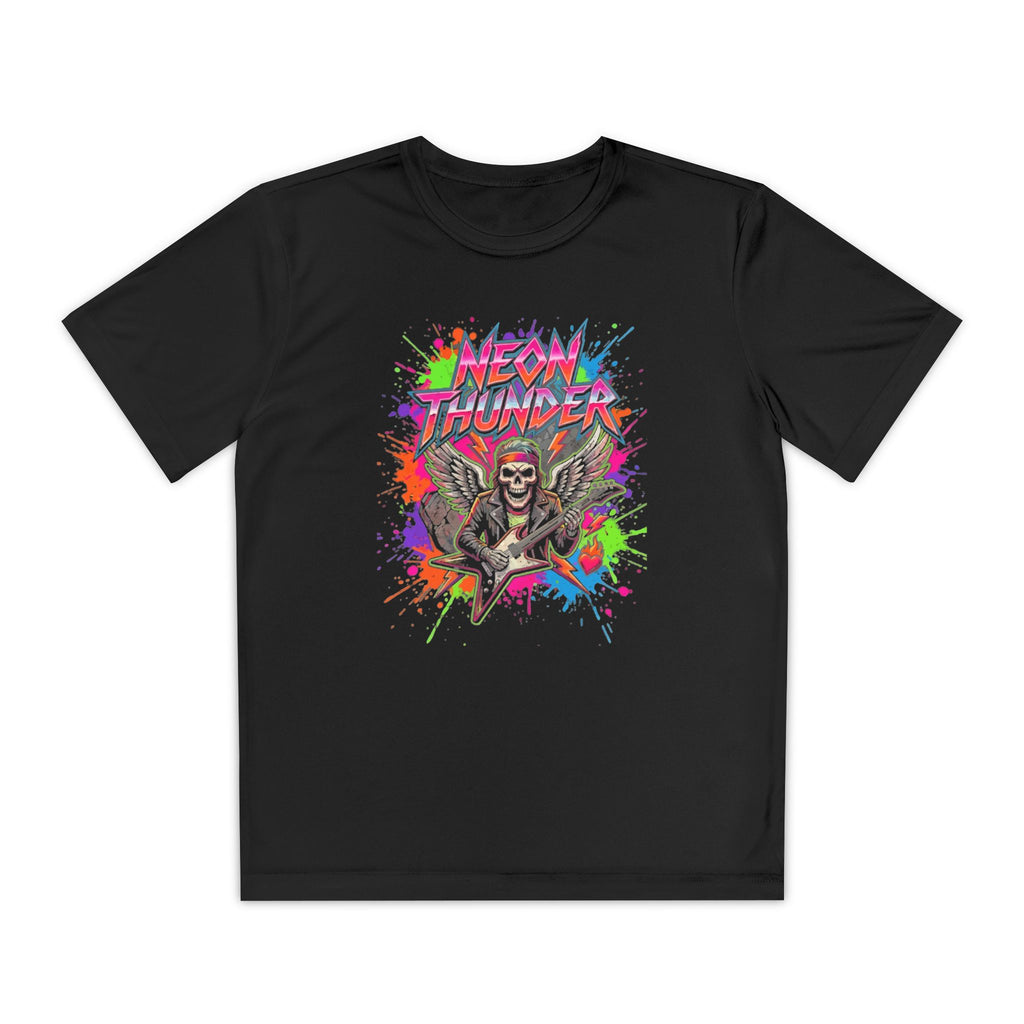 Neon Thrash Youth Tee — Skull Guitar Rocker Graphic T-Shirt
