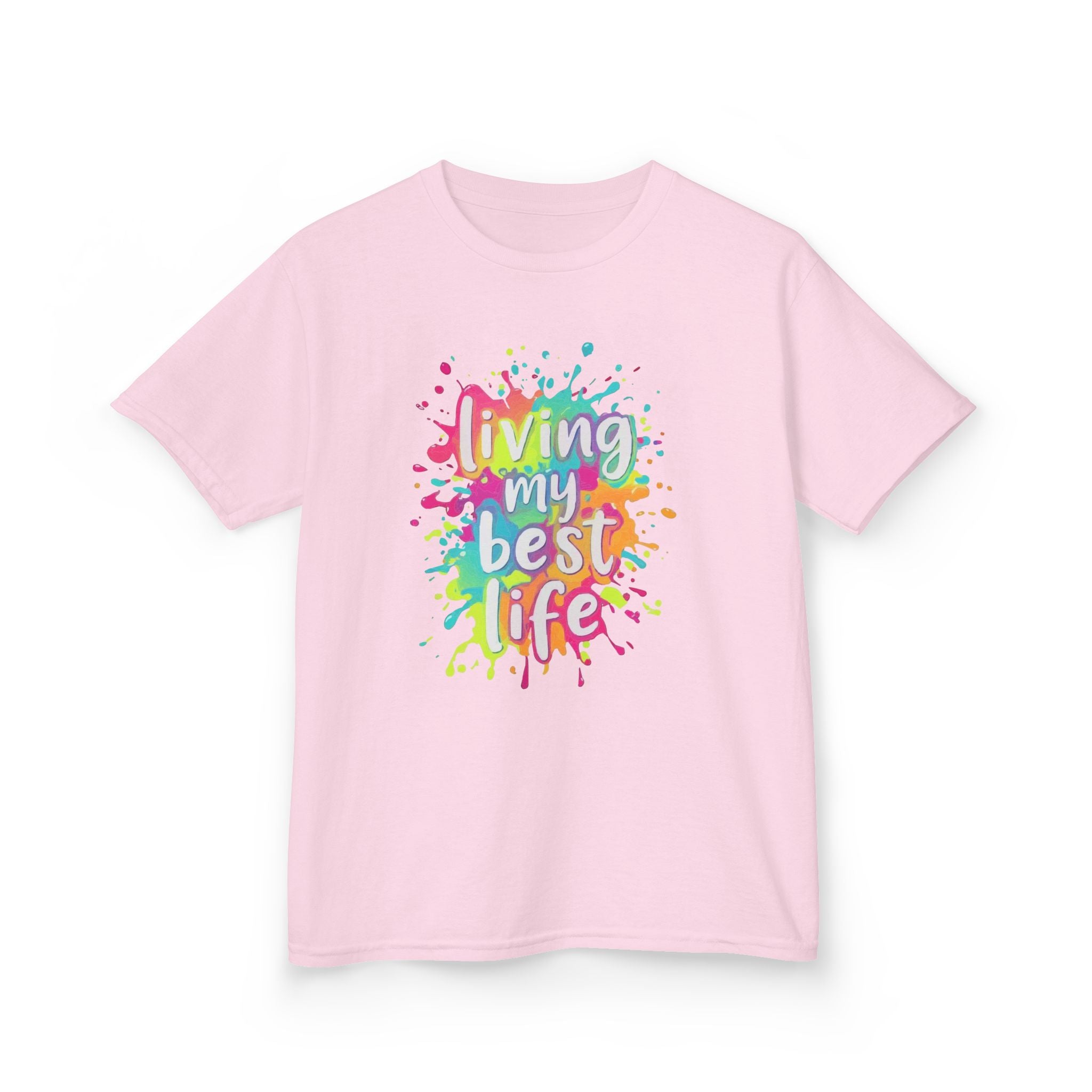 Kids T‑Shirt — "Living My Best Life" Colorful Paint Splash Tee