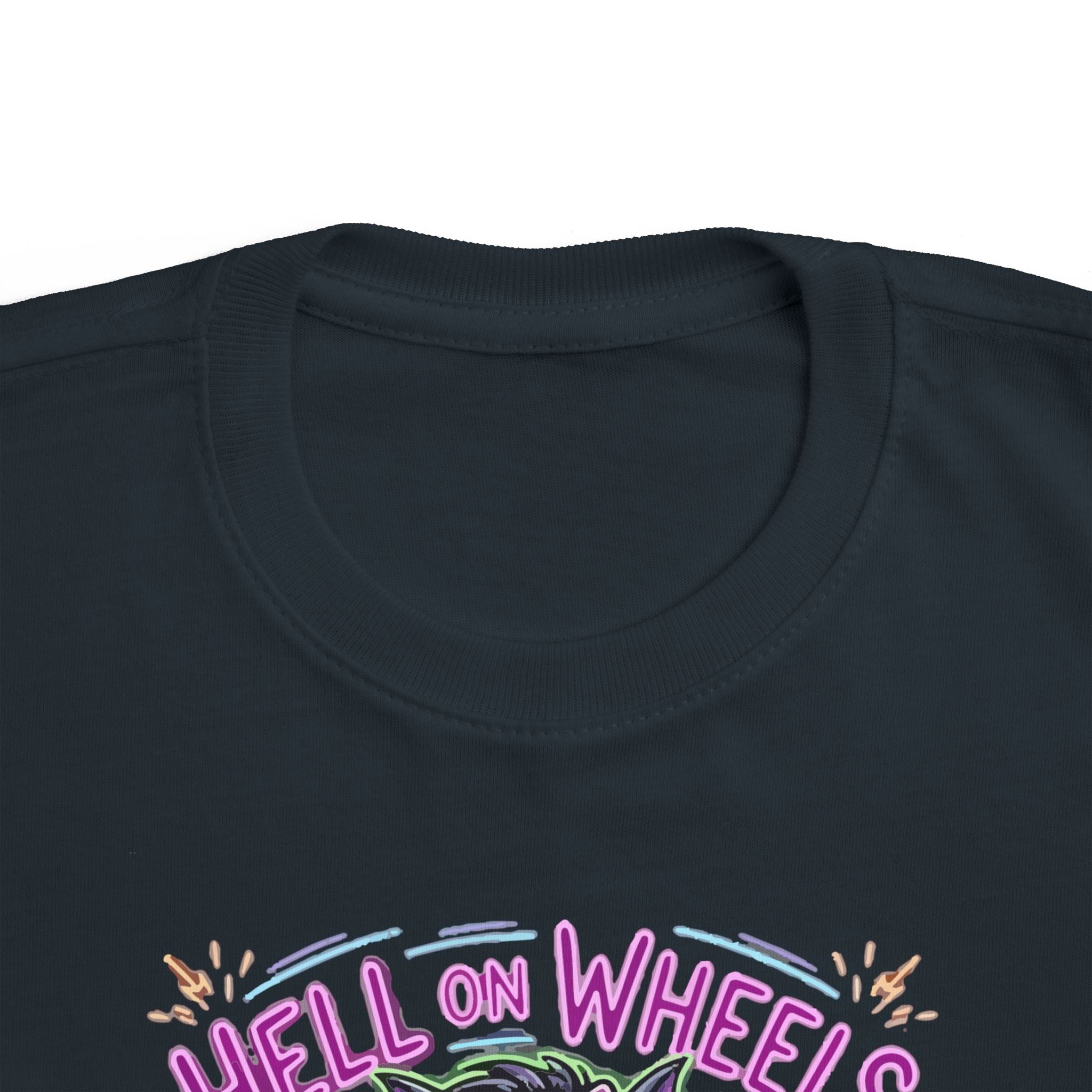 Toddler Tee — "Hell on Wheels, Ghoul Baby" Cute Goth Motorcycle Baby Shirt