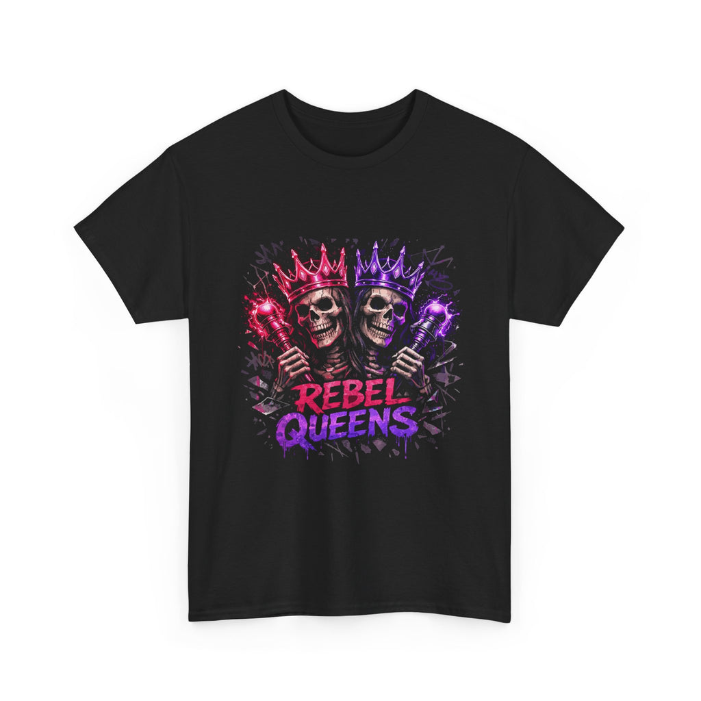 Rebel Queens Skull Tee – Neon Gothic Crown Graphic T-Shirt