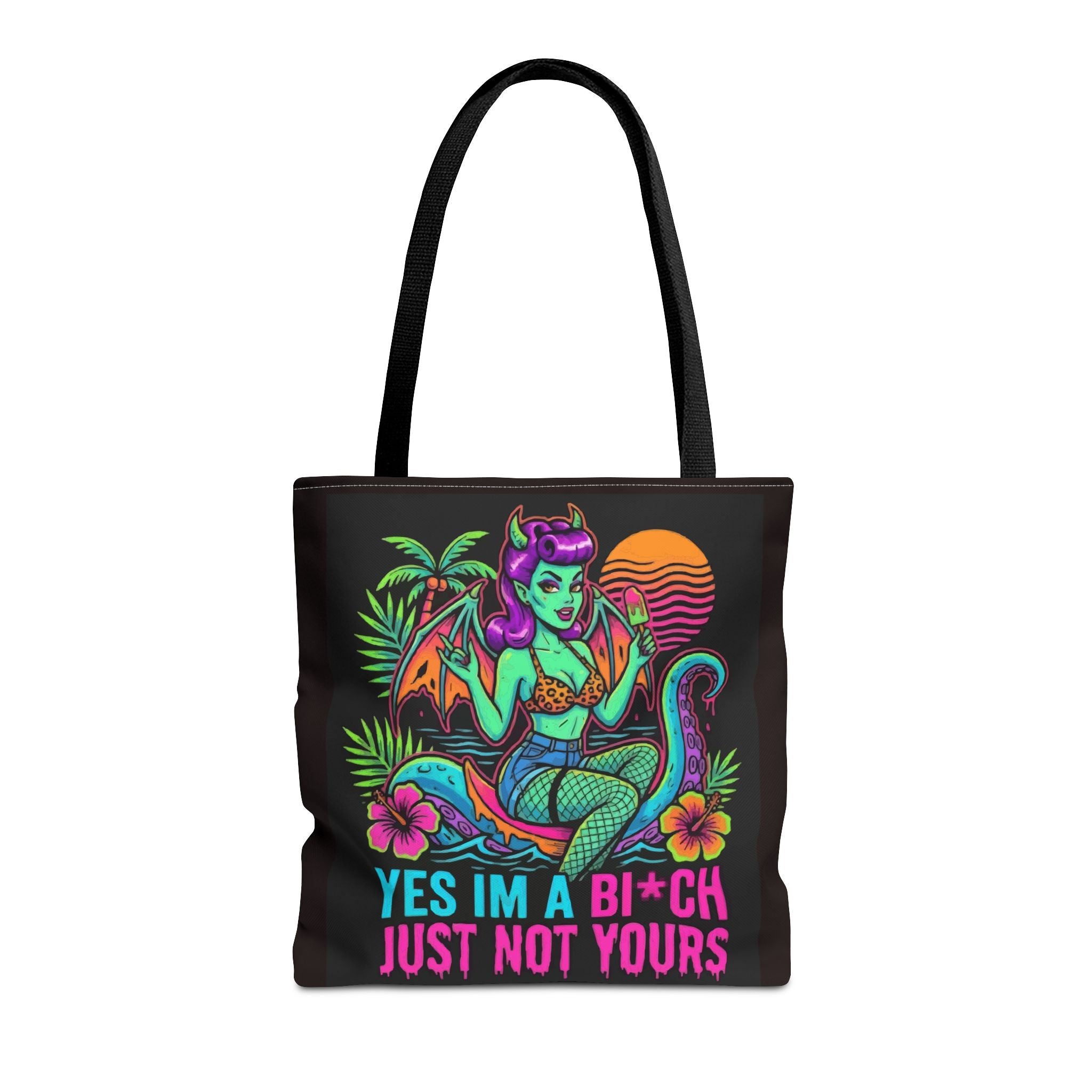 Yes I'm a Bi*ch Tote Bag — Retro Devil Girl LGBTQ+ Pride Beach Tote