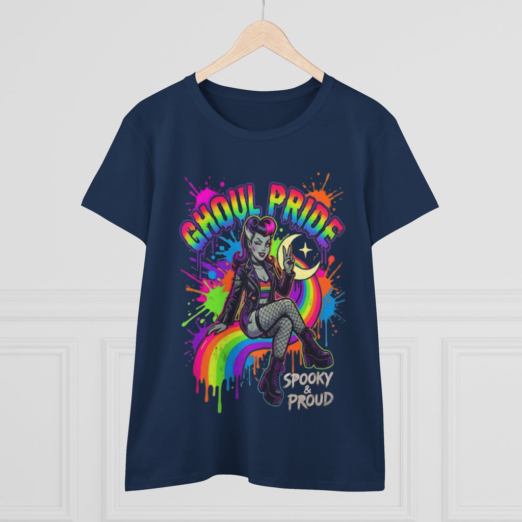 Ghoul Pride Rainbow Tee — Spooky Proud Halloween Shirt for Women