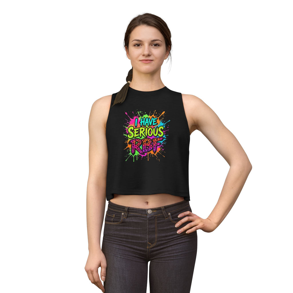 I Have Serious RBF Crop Top - Funny Women’s Graphic Tank, Colorful Neon Splatter