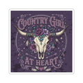 Country Girl At Heart Sticker — Floral Bull Skull Kiss-Cut Sticker