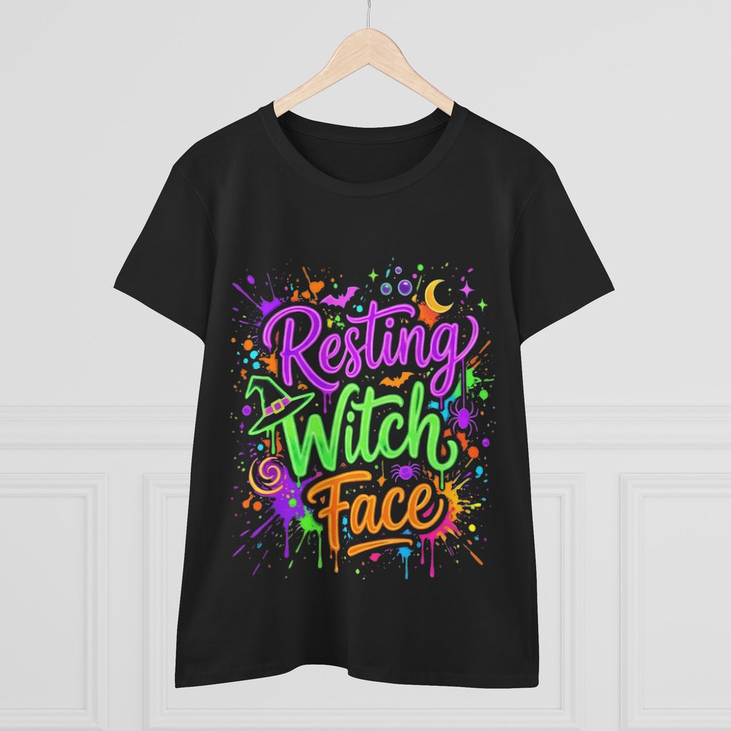Resting Witch Face Women's Tee — Colorful Halloween Graphic Shirt