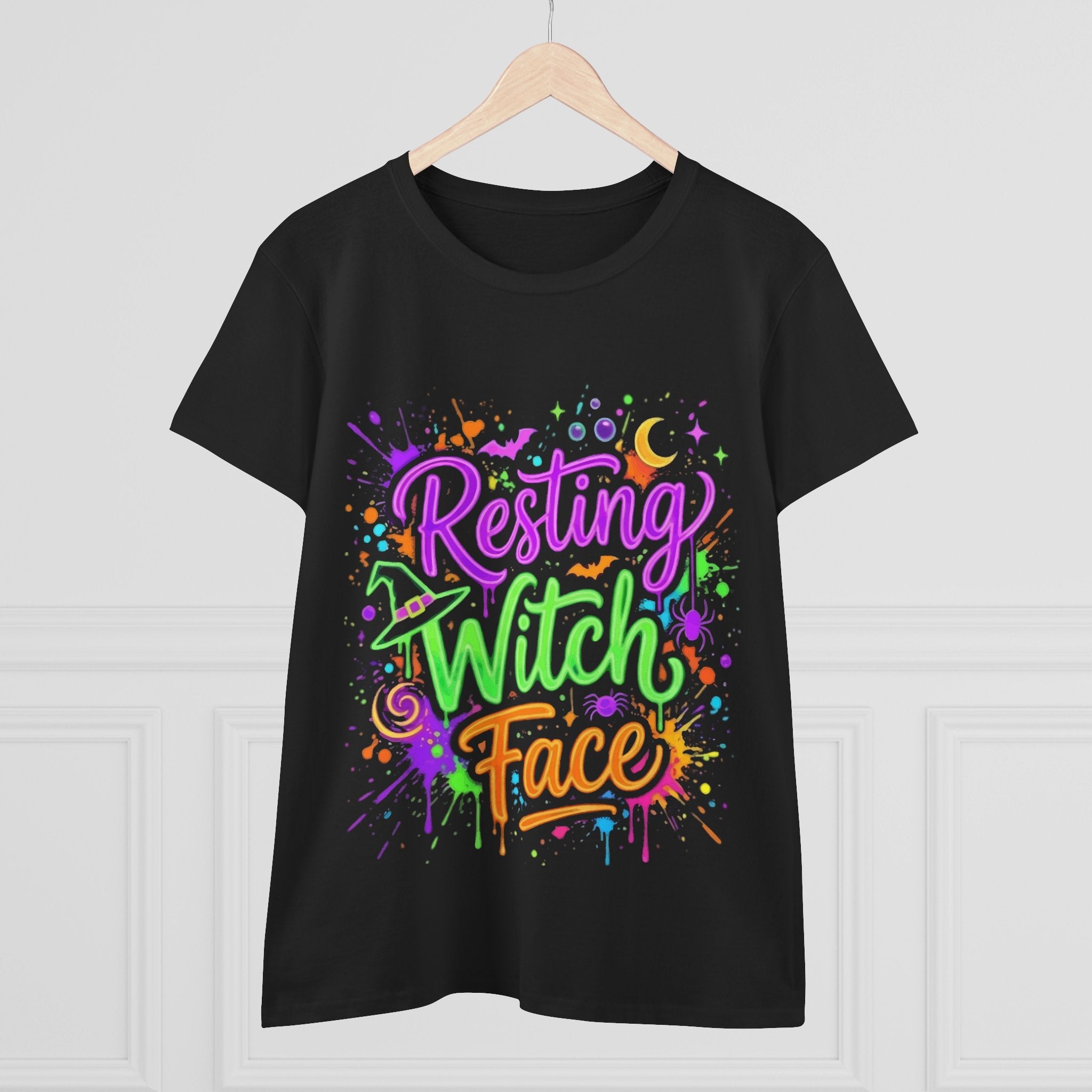 Resting Witch Face Women's Tee — Colorful Halloween Graphic Shirt