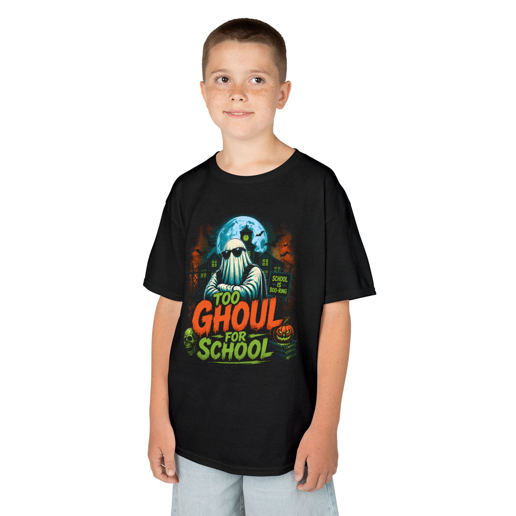 Kids T-Shirt — “Too Ghoul for School” Halloween Ghost Tee