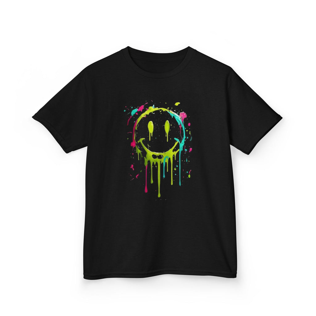 Kids T‑Shirt — Neon Drip Smiley Face Graphic Tee (Youth)