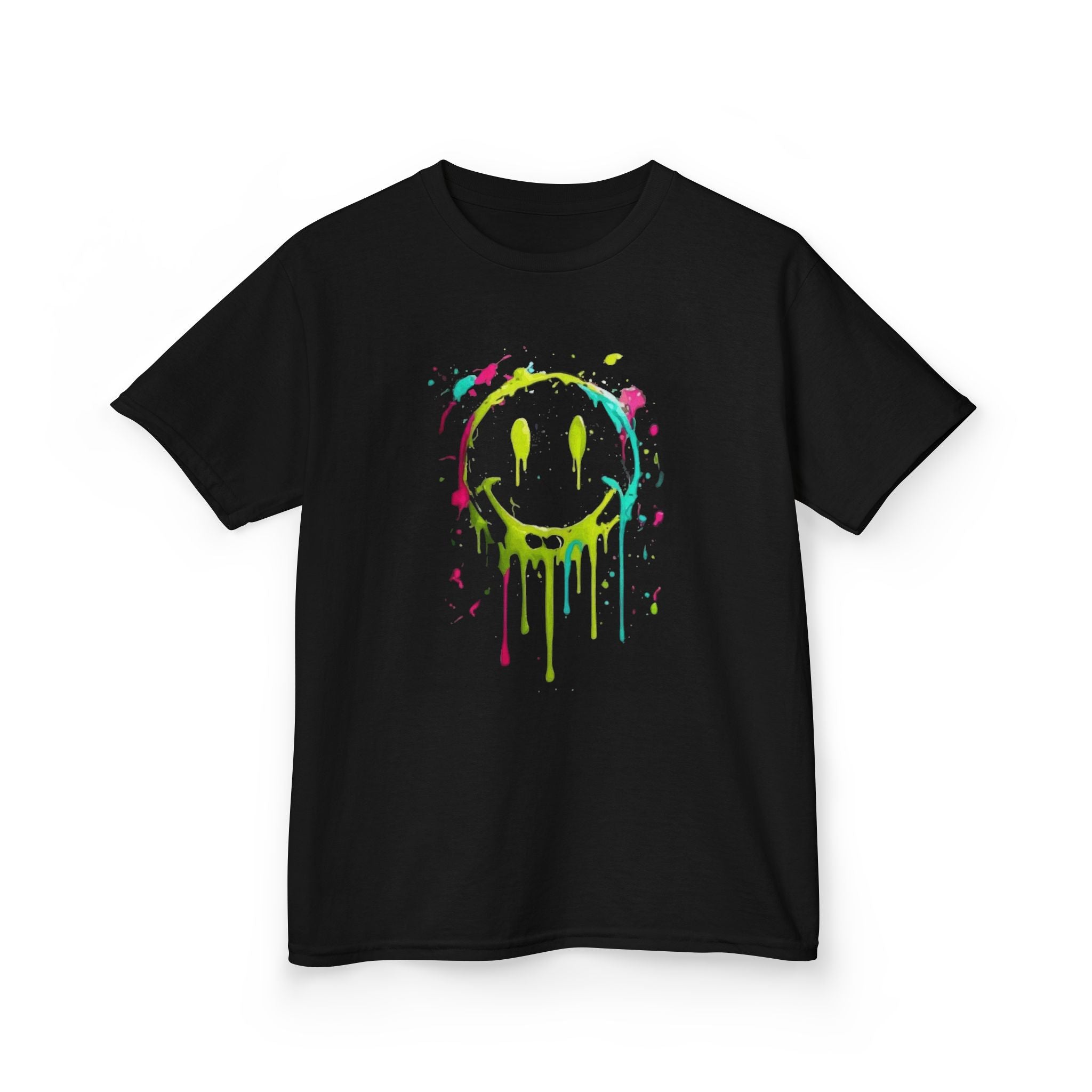 Kids T‑Shirt — Neon Drip Smiley Face Graphic Tee (Youth)