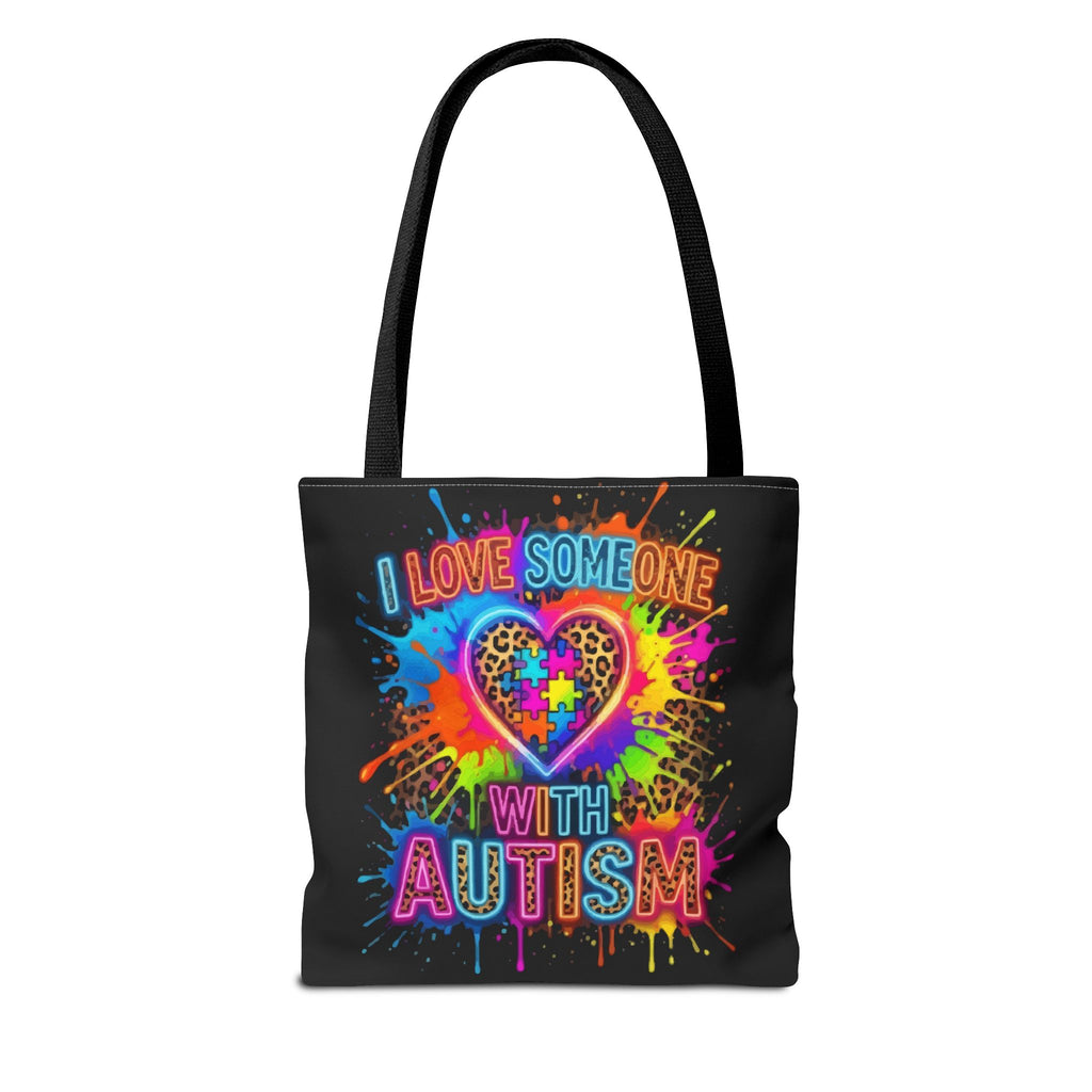 Autism Awareness Tote Bag – "I Love Someone With Autism" Colorful Heart Design
