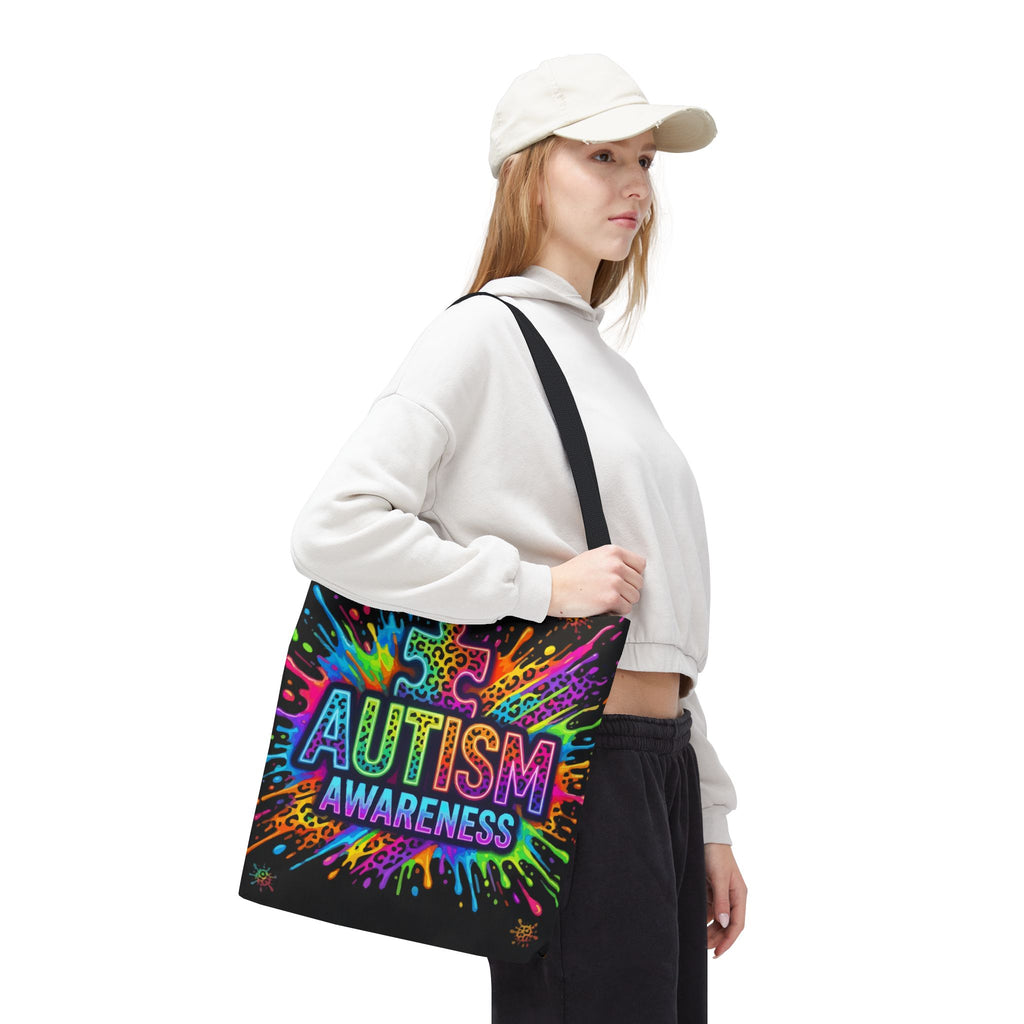 Autism Awareness Tote Bag — Colorful Puzzle Splash Eco Shopper