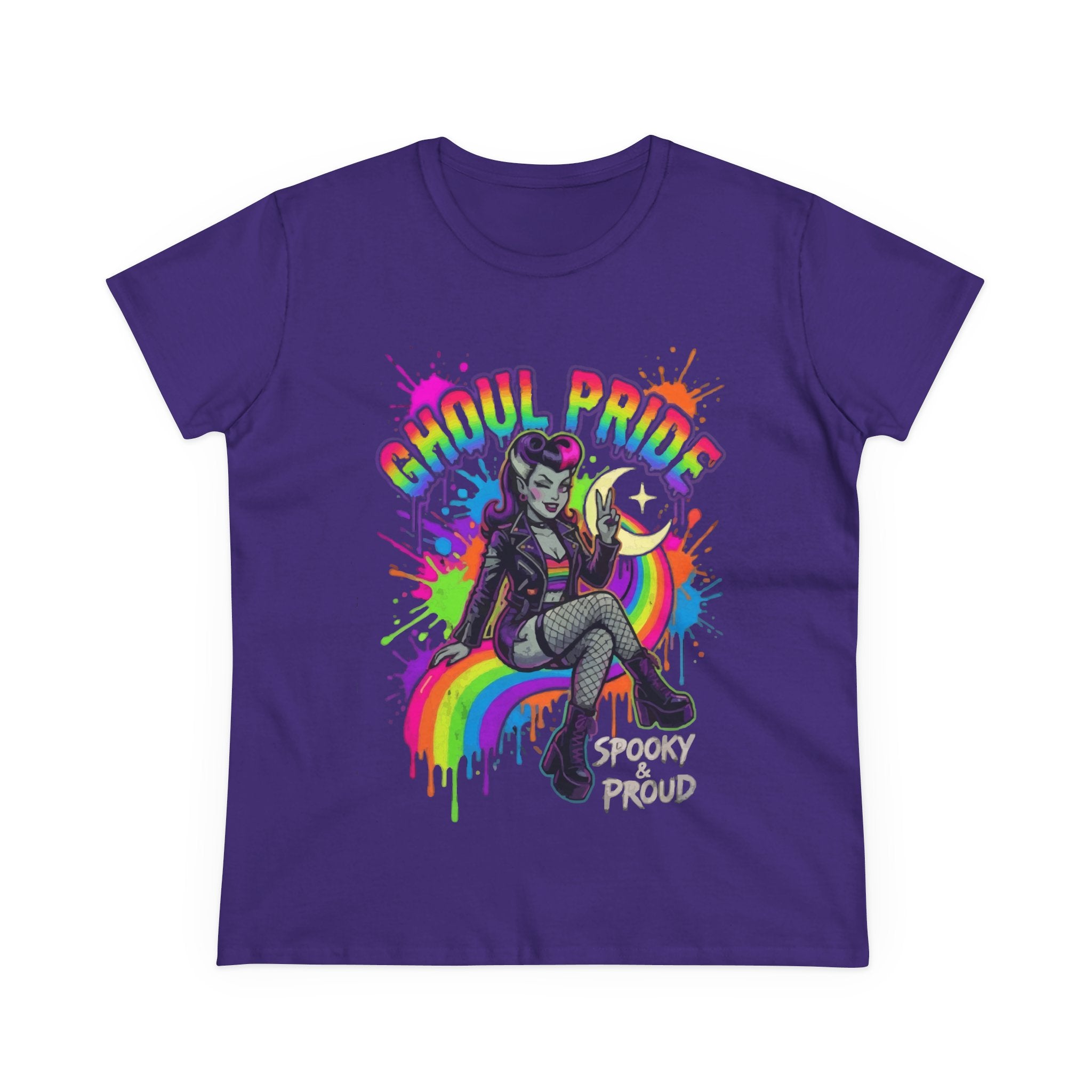 Ghoul Pride Rainbow Tee — Spooky Proud Halloween Shirt for Women
