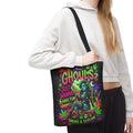 Ghoul's Just Wanna Have Fun Neon Halloween Tote Bag – Spooky Retro Cannabis Art