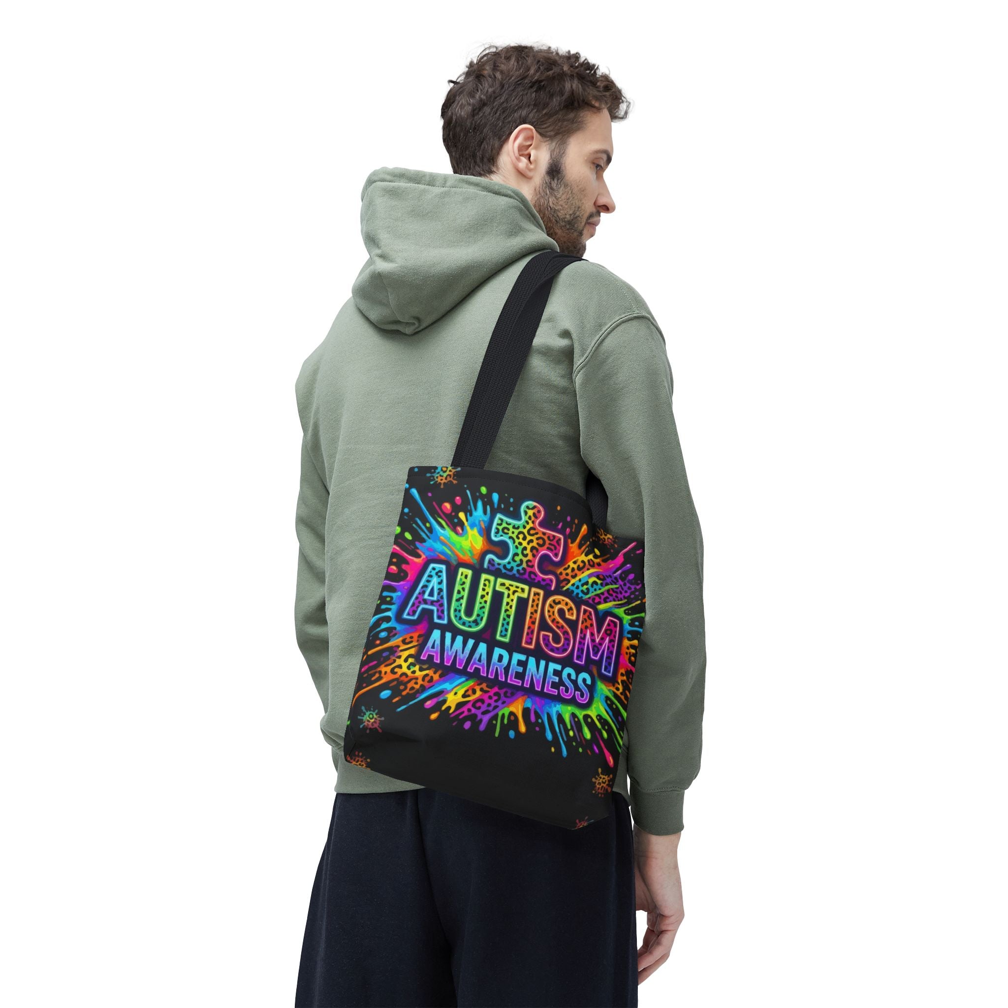 Autism Awareness Tote Bag — Colorful Puzzle Splash Eco Shopper
