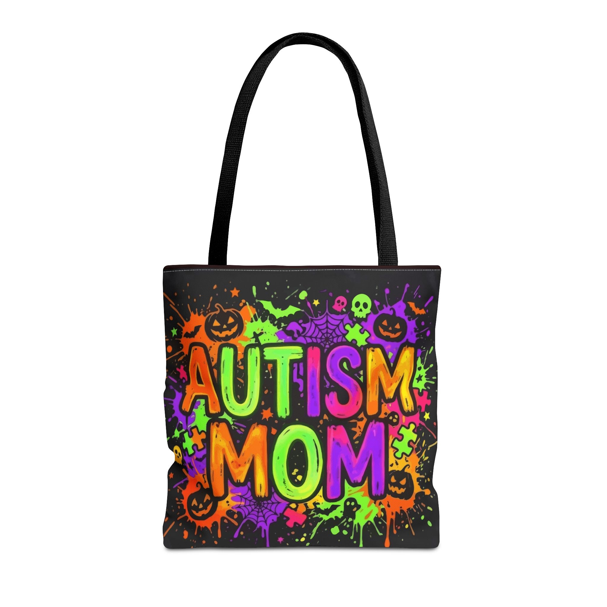 Autism Mom Tote Bag — Colorful Neon Halloween Awareness Shopper